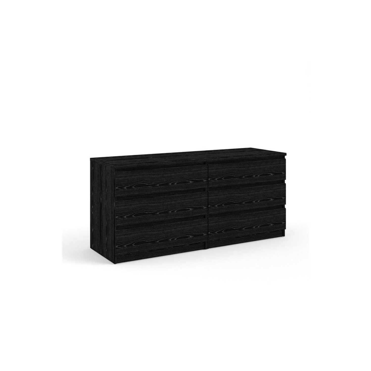 Tvilum Scottsdale Contemporary 6 Drawer Double Dresser in Black Wood Grain