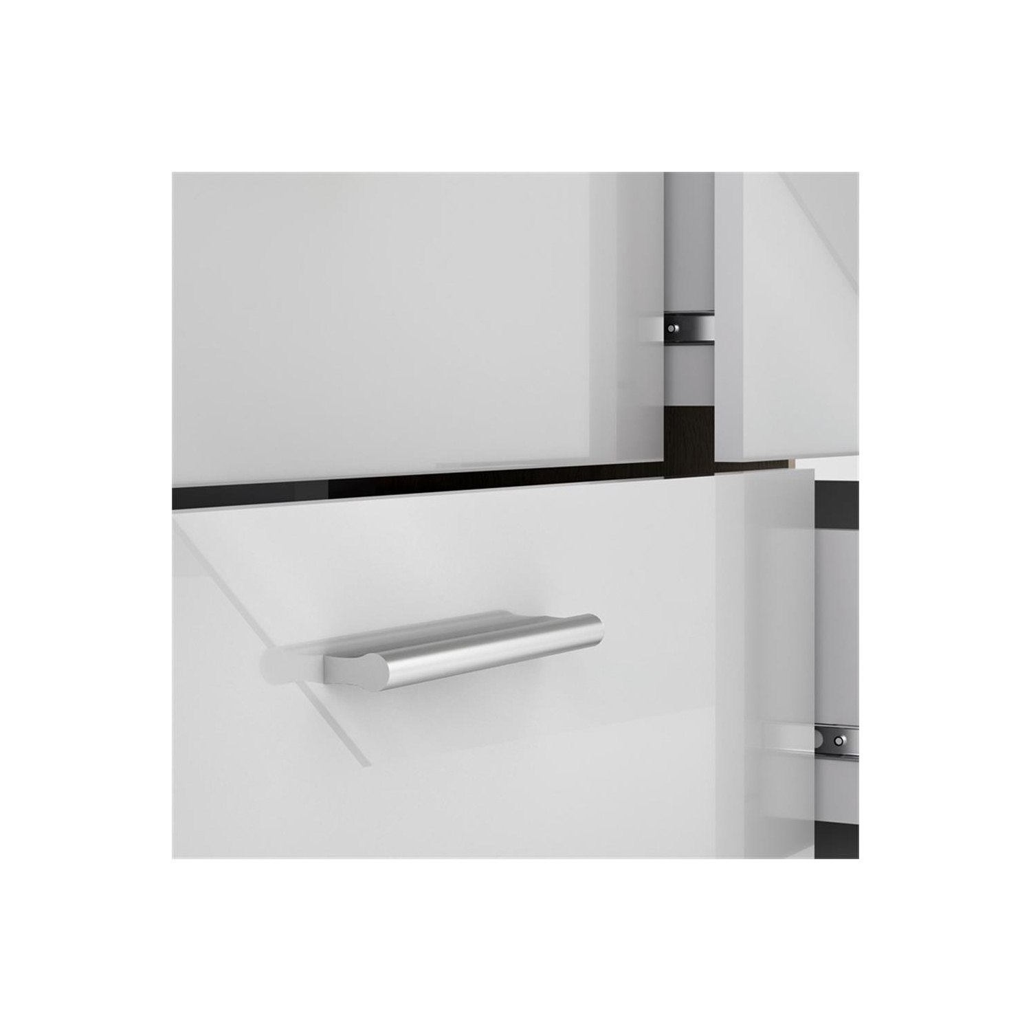 Commode double à 8 tiroirs Austin, structure chêne/blanc très lustré