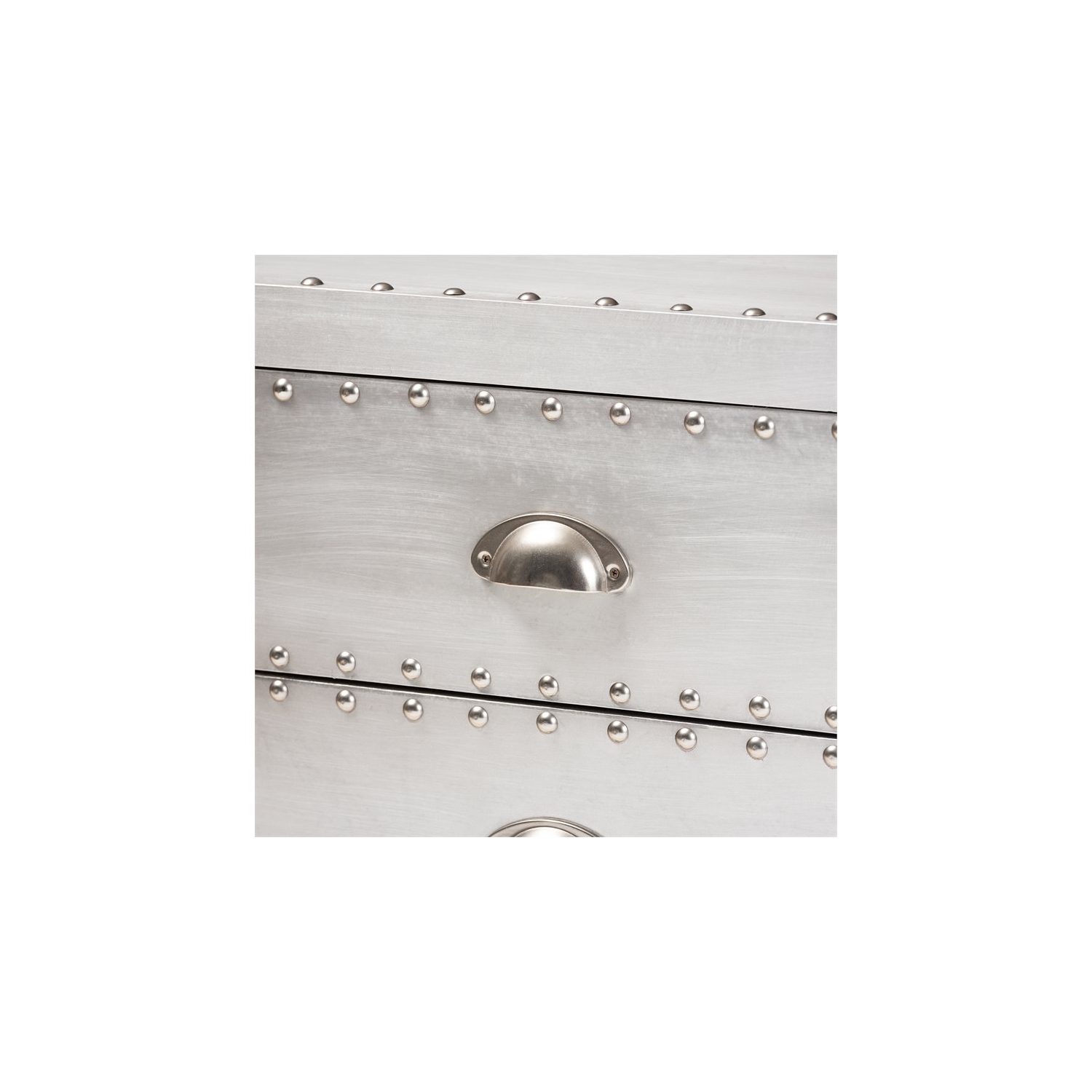 Bowery Hill Contemporary Silver Metal 3-Drawer Nightstand