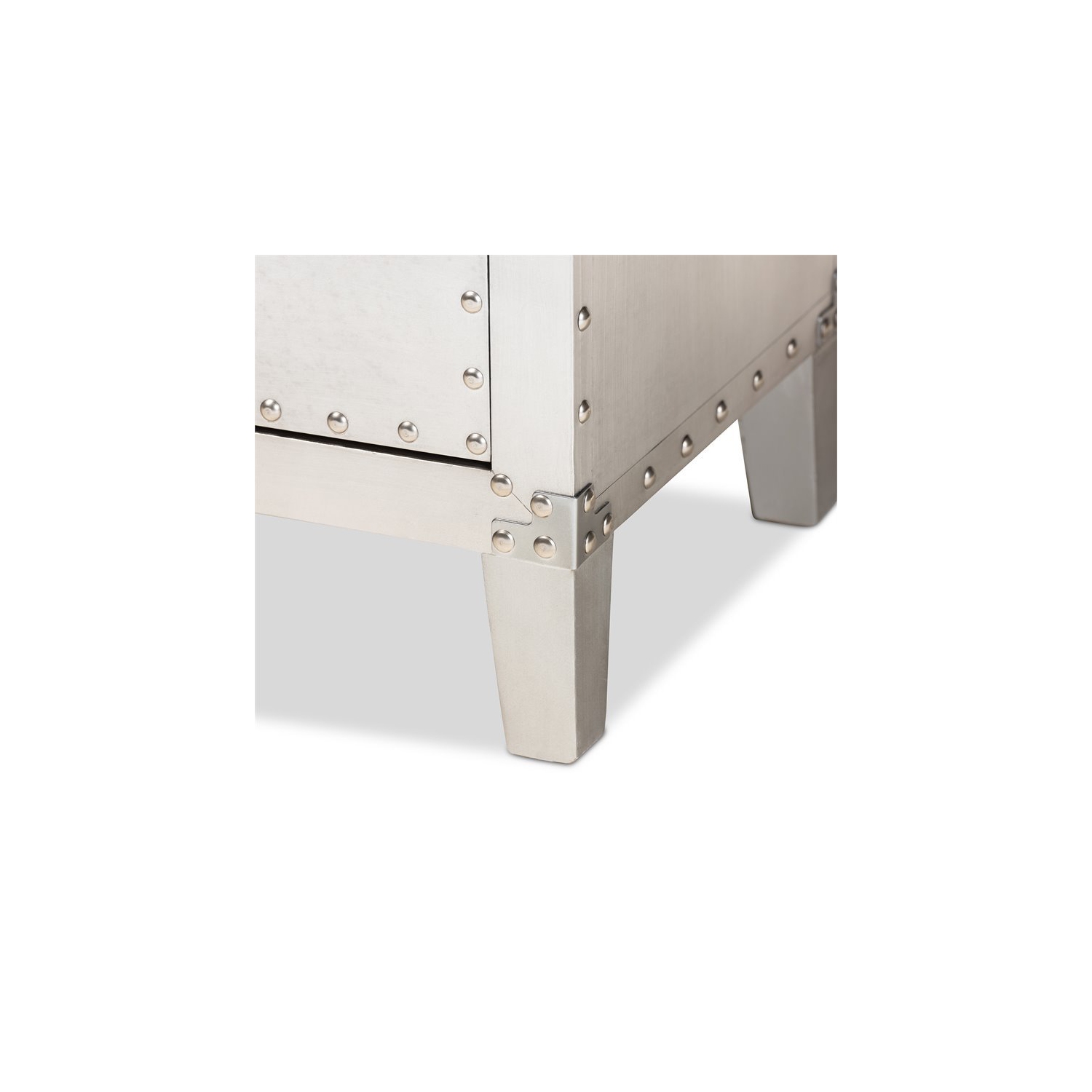 Bowery Hill Contemporary Silver Metal 3-Drawer Nightstand