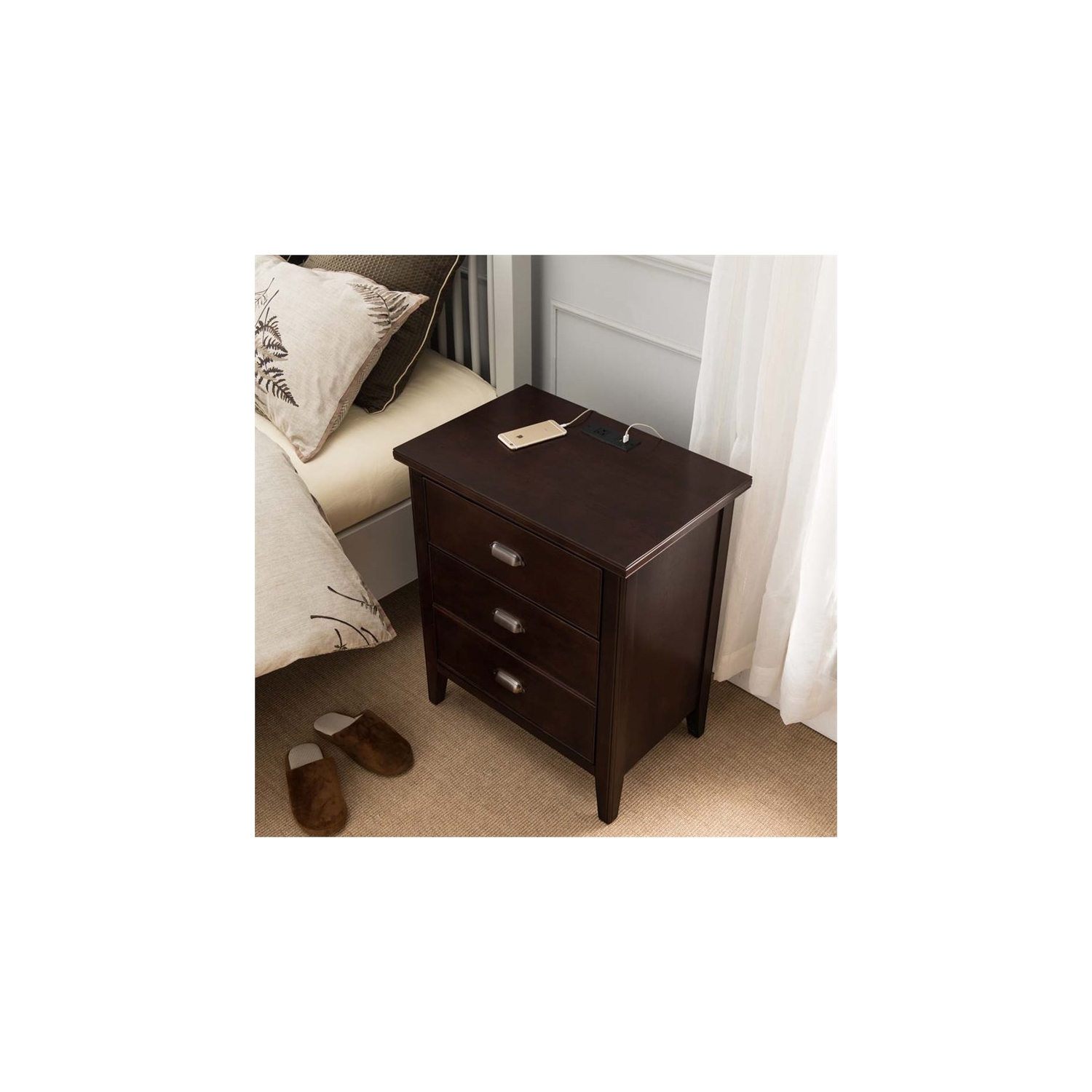 Bowery Hill 1 Drawer Nightstand in Chocolate Cherry