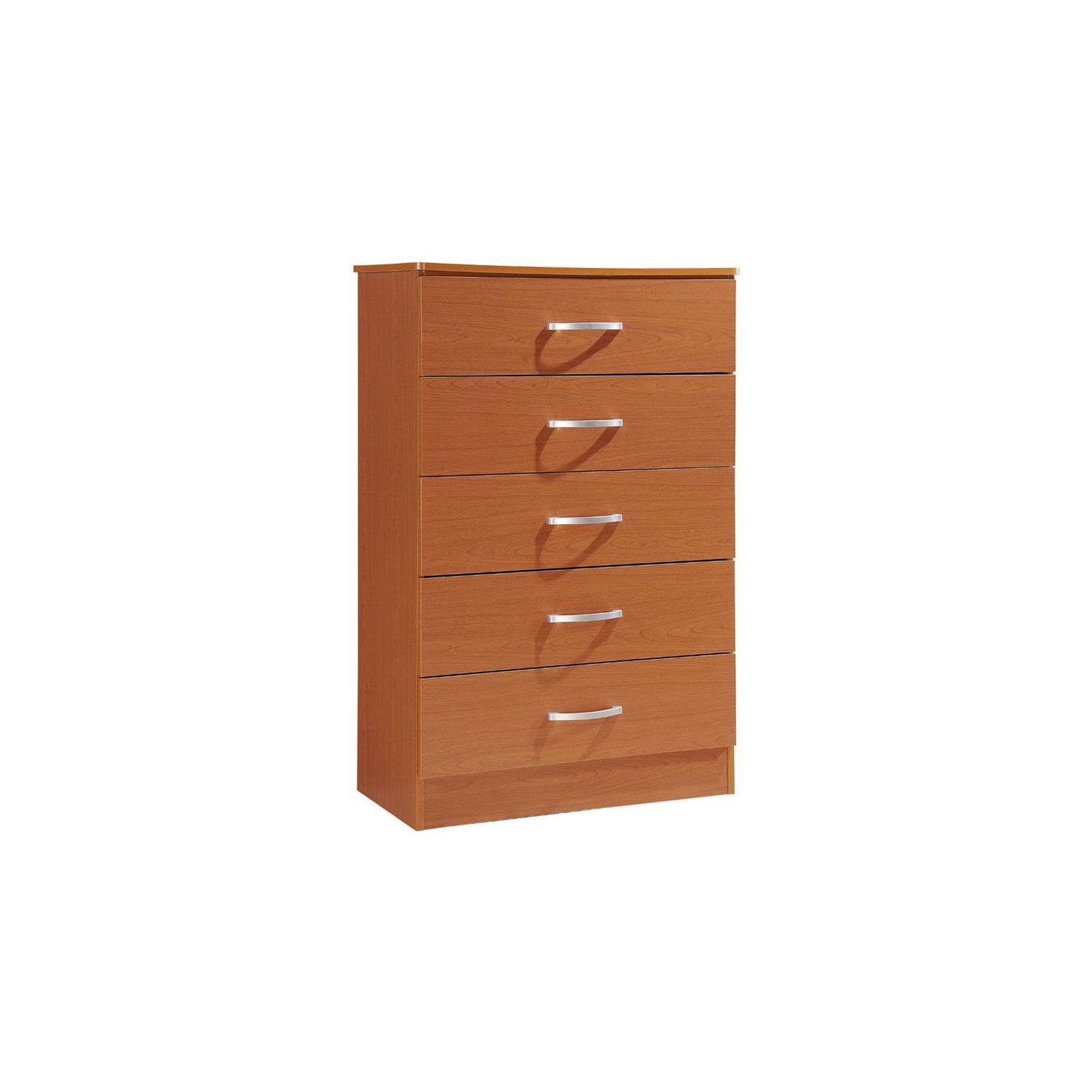 Hodedah Five Drawer Contemporary Wooden Chest in Cherry Finish