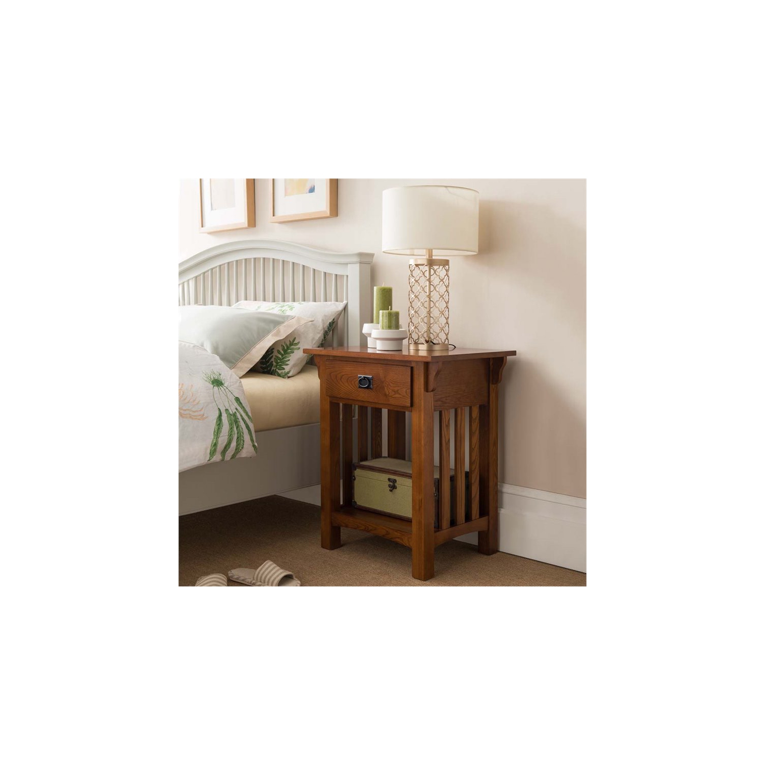 Bowery Hill 1 Drawer Nightstand in Medium Oak