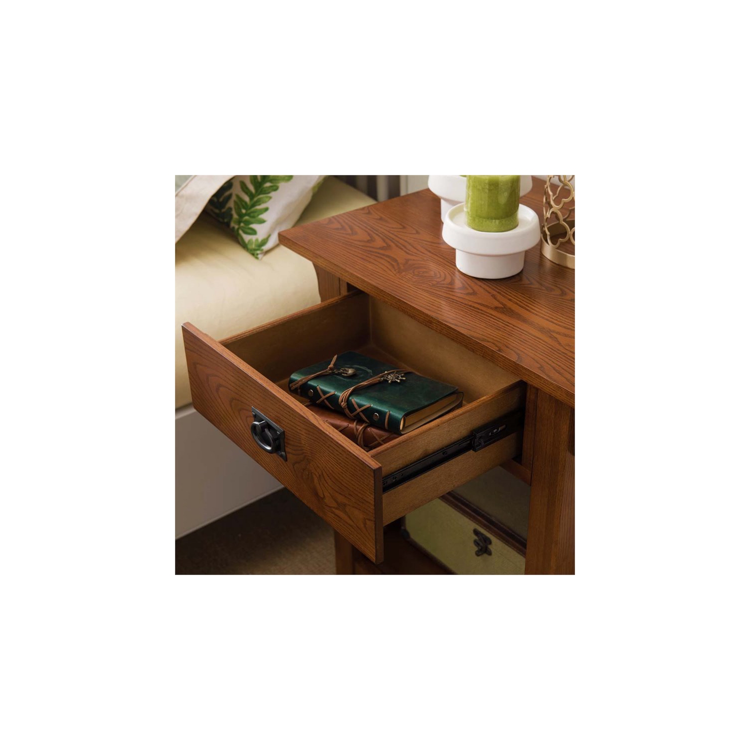 Bowery Hill 1 Drawer Nightstand in Medium Oak