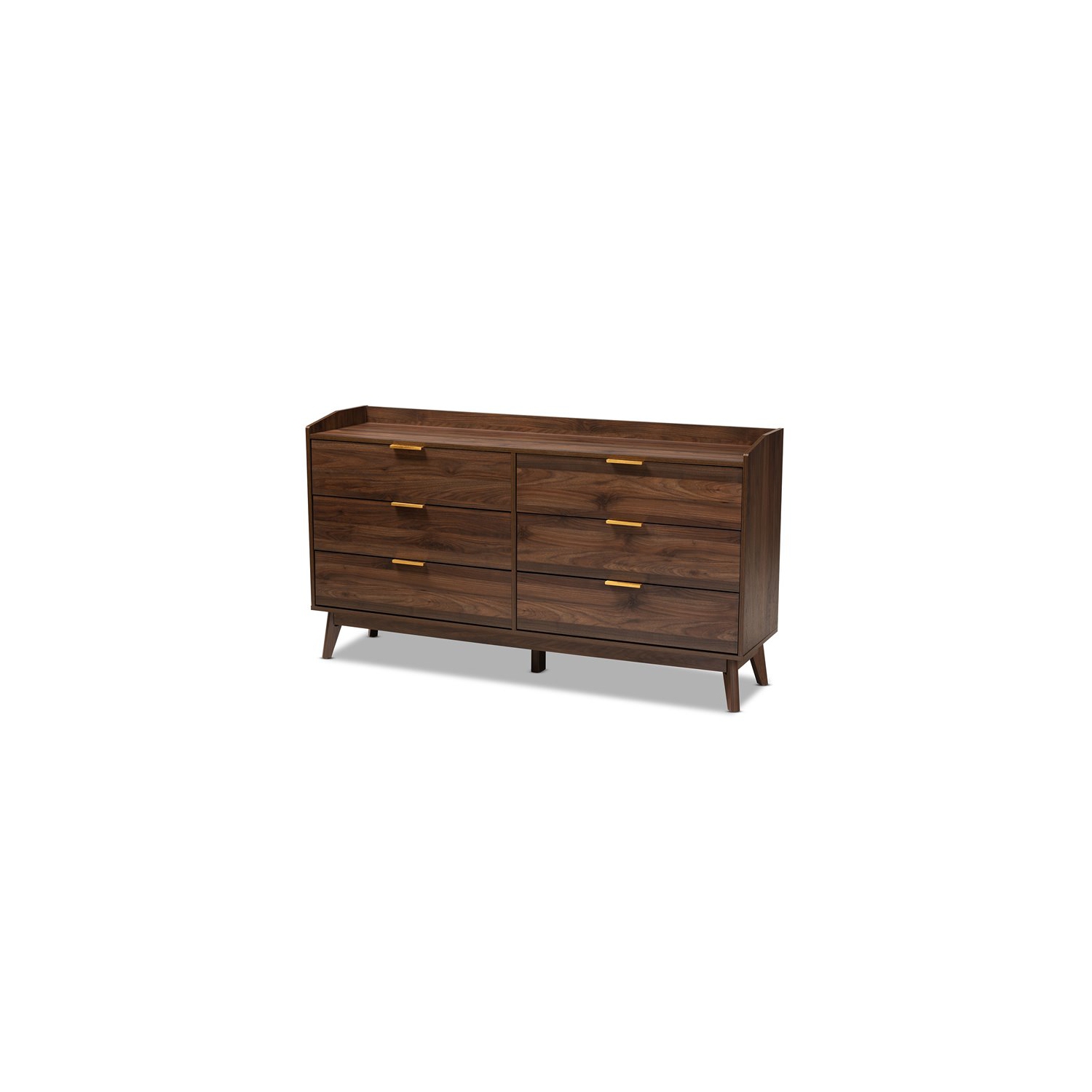 Bowery Hill Mahogany Finish Mid-Century 6-Drawer Wood Dresser