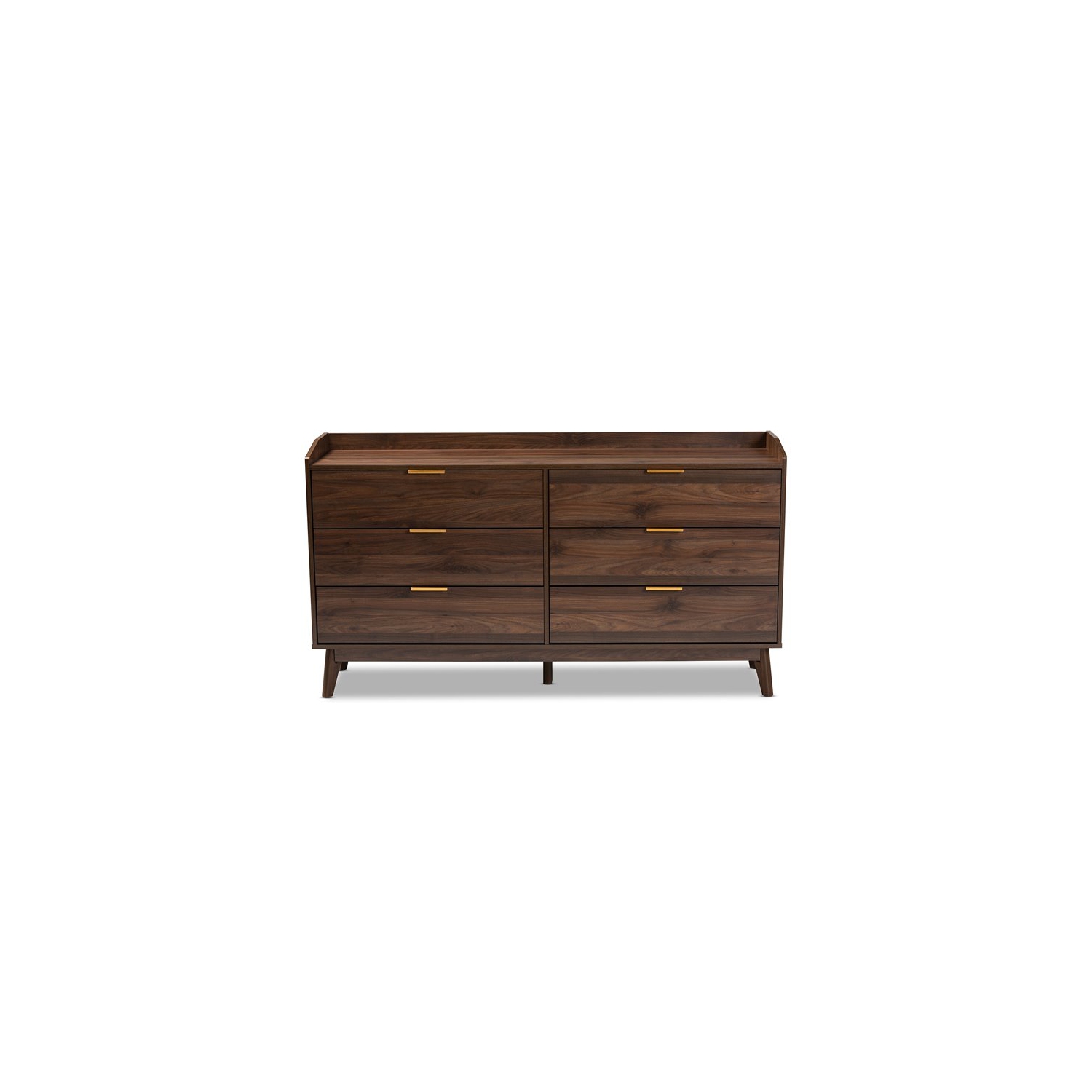 Bowery Hill Mahogany Finish Mid-Century 6-Drawer Wood Dresser