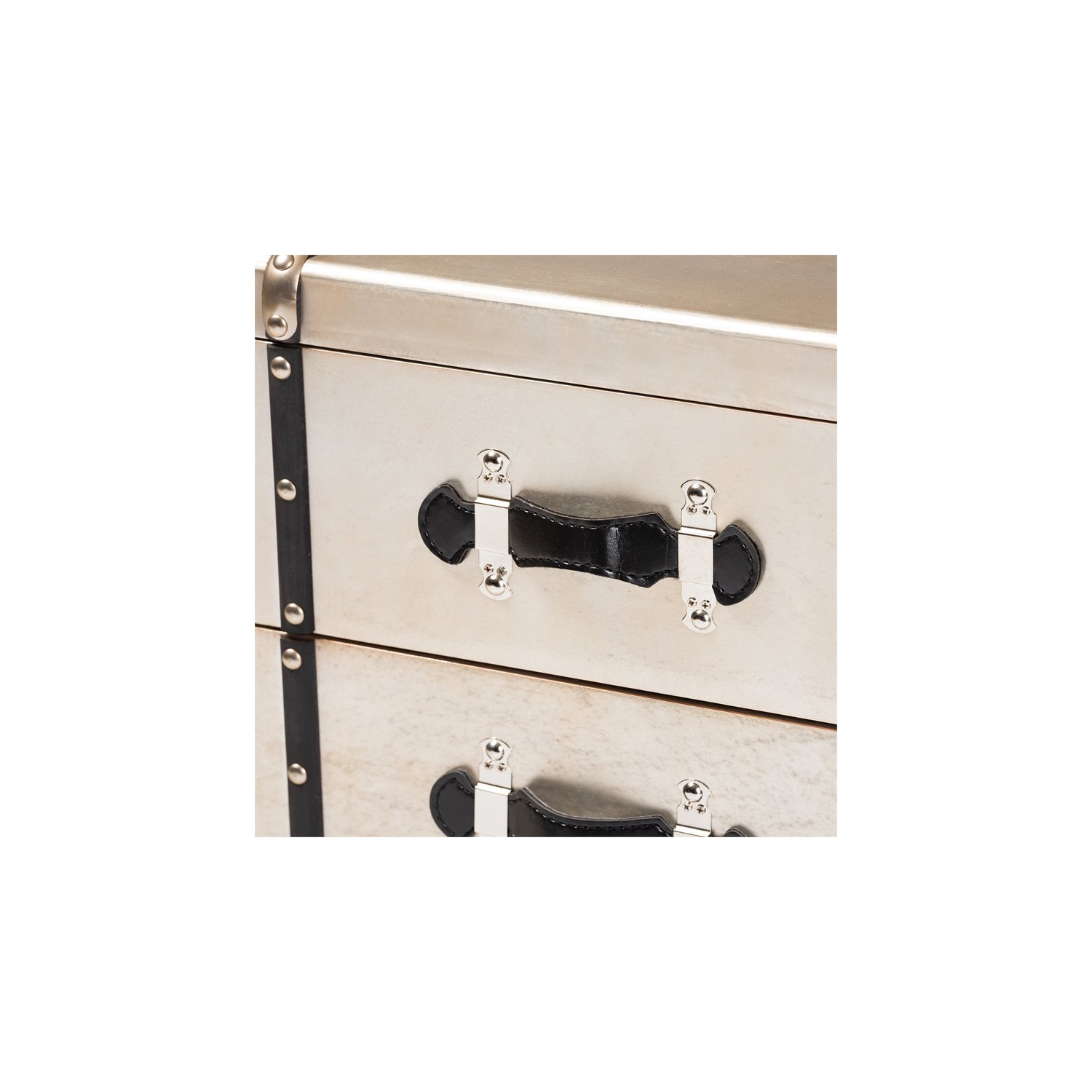 Bowery Hill Silver Finished Metal 3-Drawer Nightstand