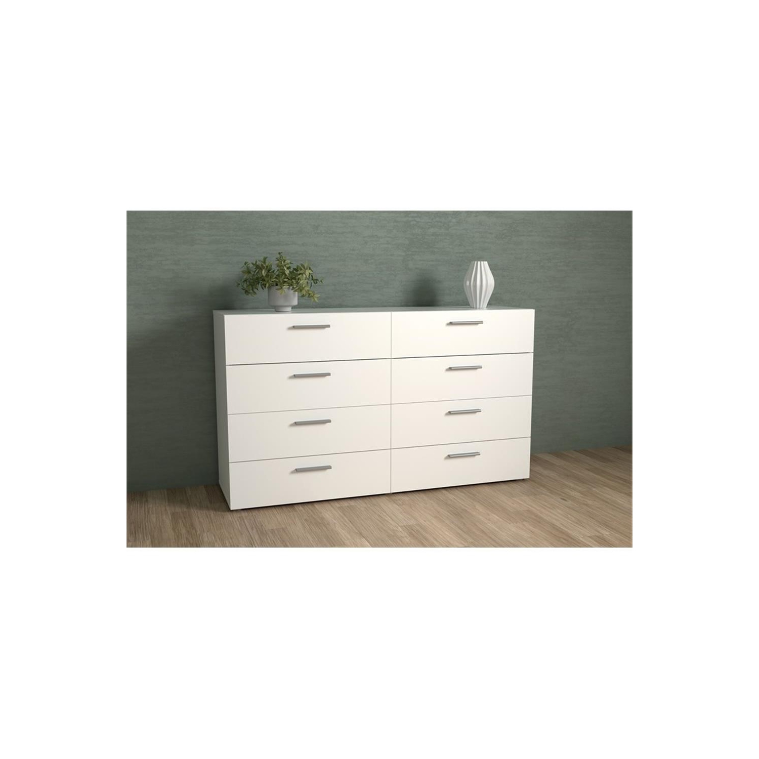 Tvilum Austin Modern 8 Drawer Double Dresser in White
