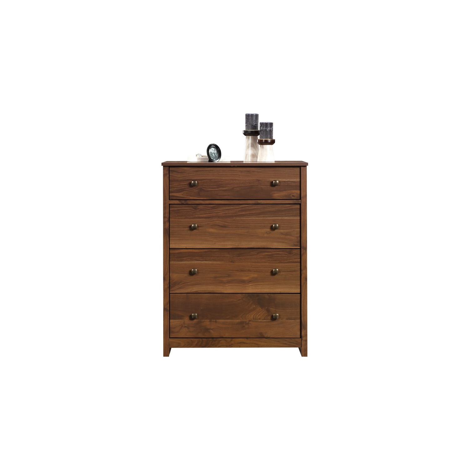 Sauder River Ranch 4 Drawer Wooden Chest in Grand Walnut