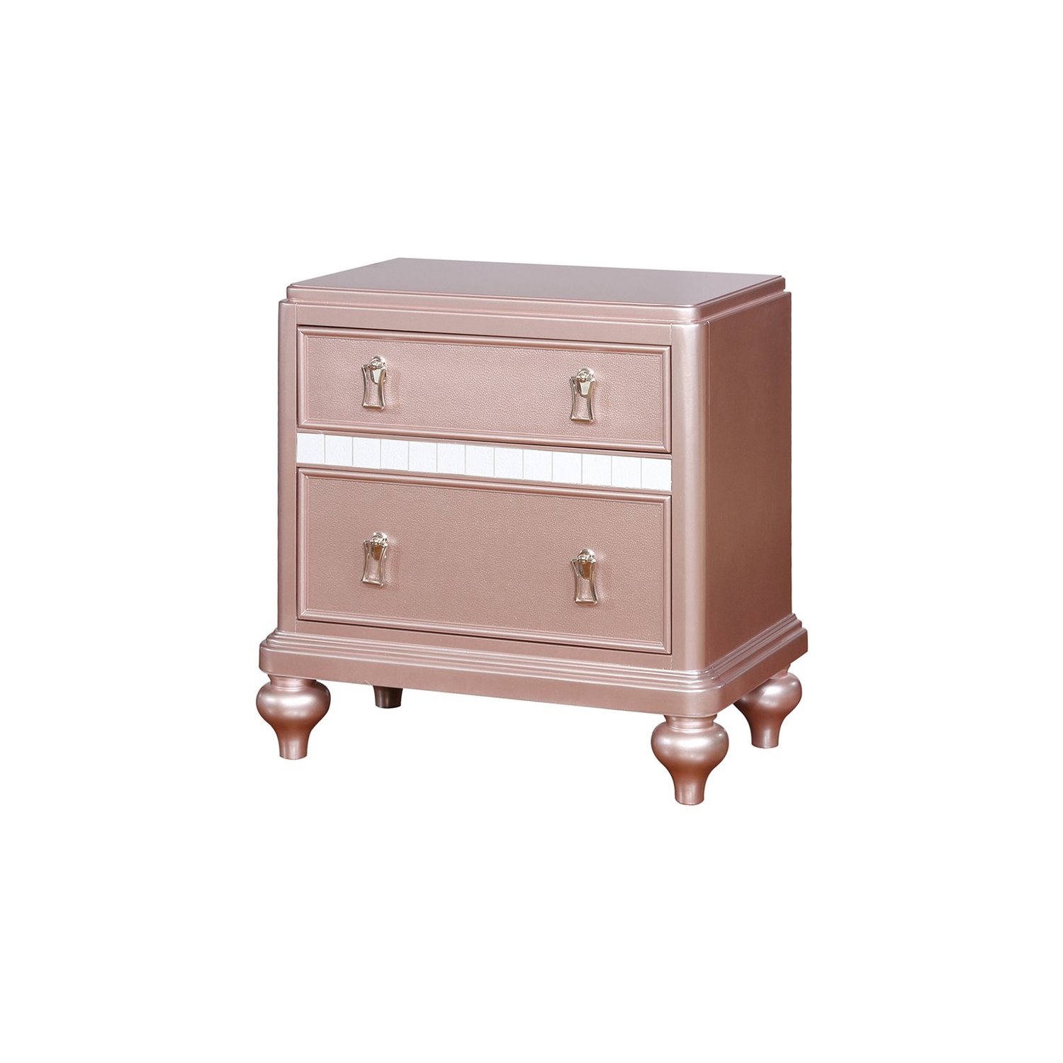Furniture of America Appell Solid Wood 2-Drawer Nightstand in Rose Gold