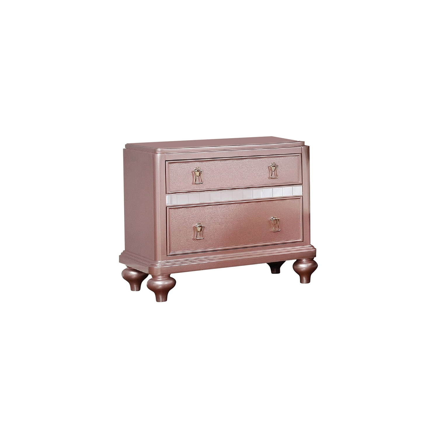 Furniture of America Appell Solid Wood 2-Drawer Nightstand in Rose Gold