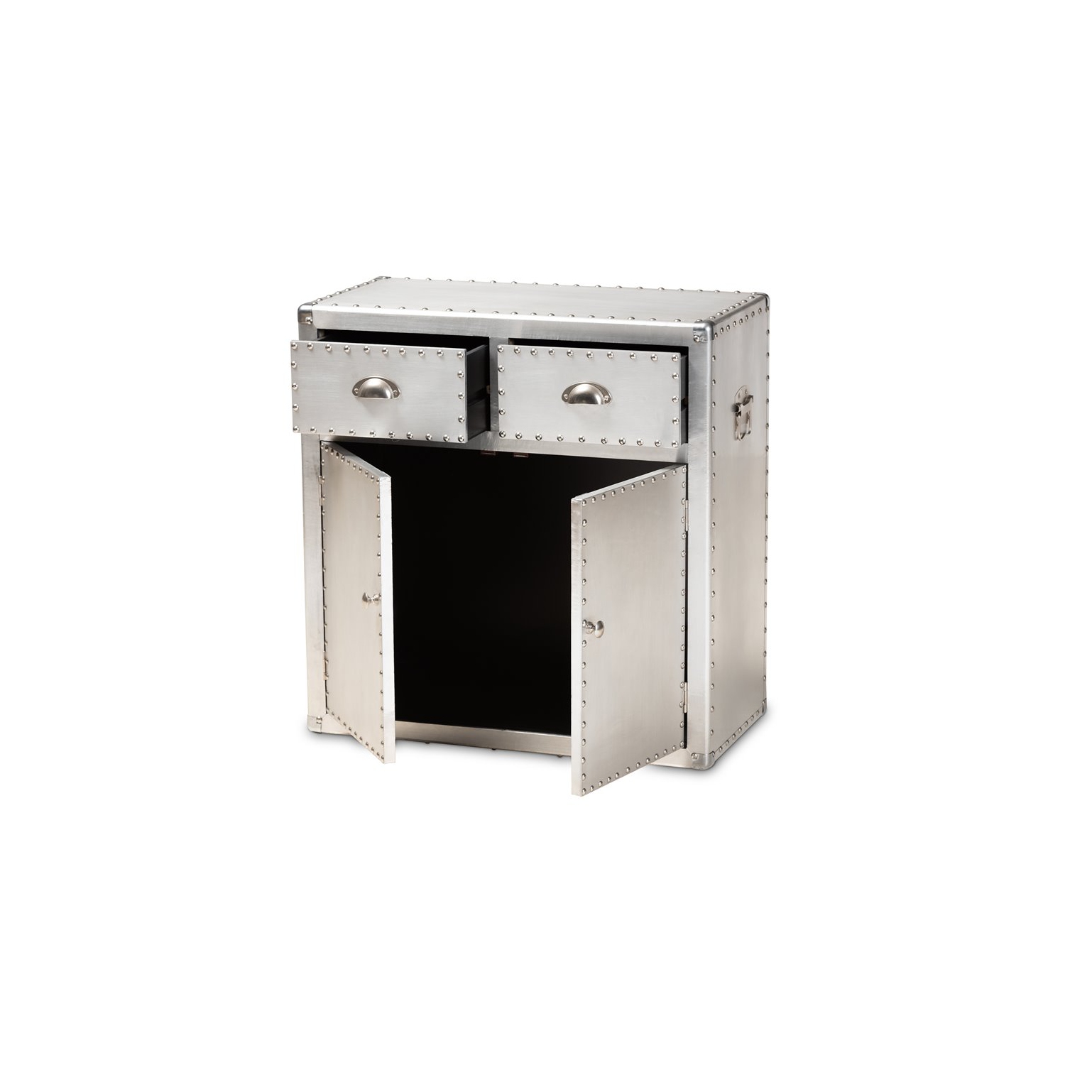 Baxton Studio Serge Silver Metal 2-Door Accent Storage Cabinet