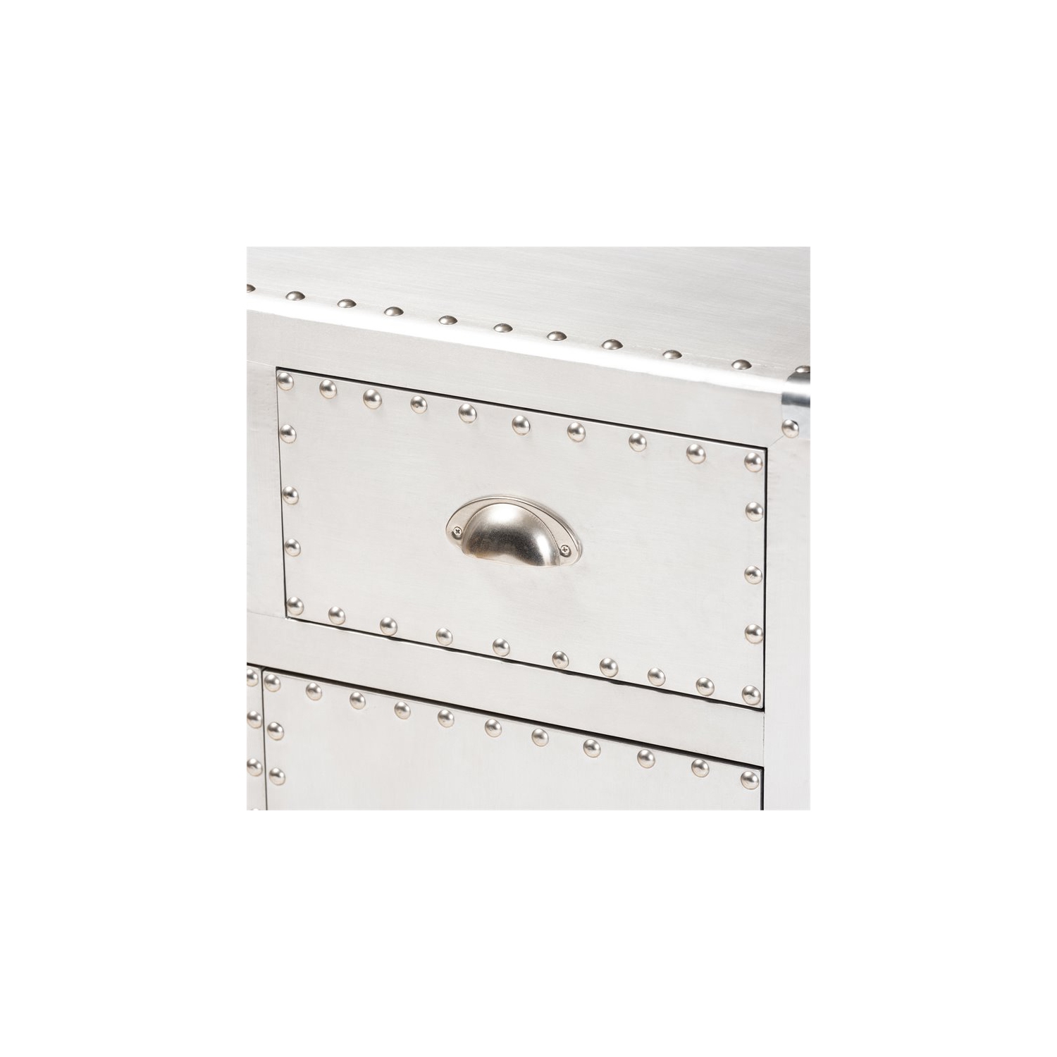 Baxton Studio Serge Silver Metal 2-Door Accent Storage Cabinet