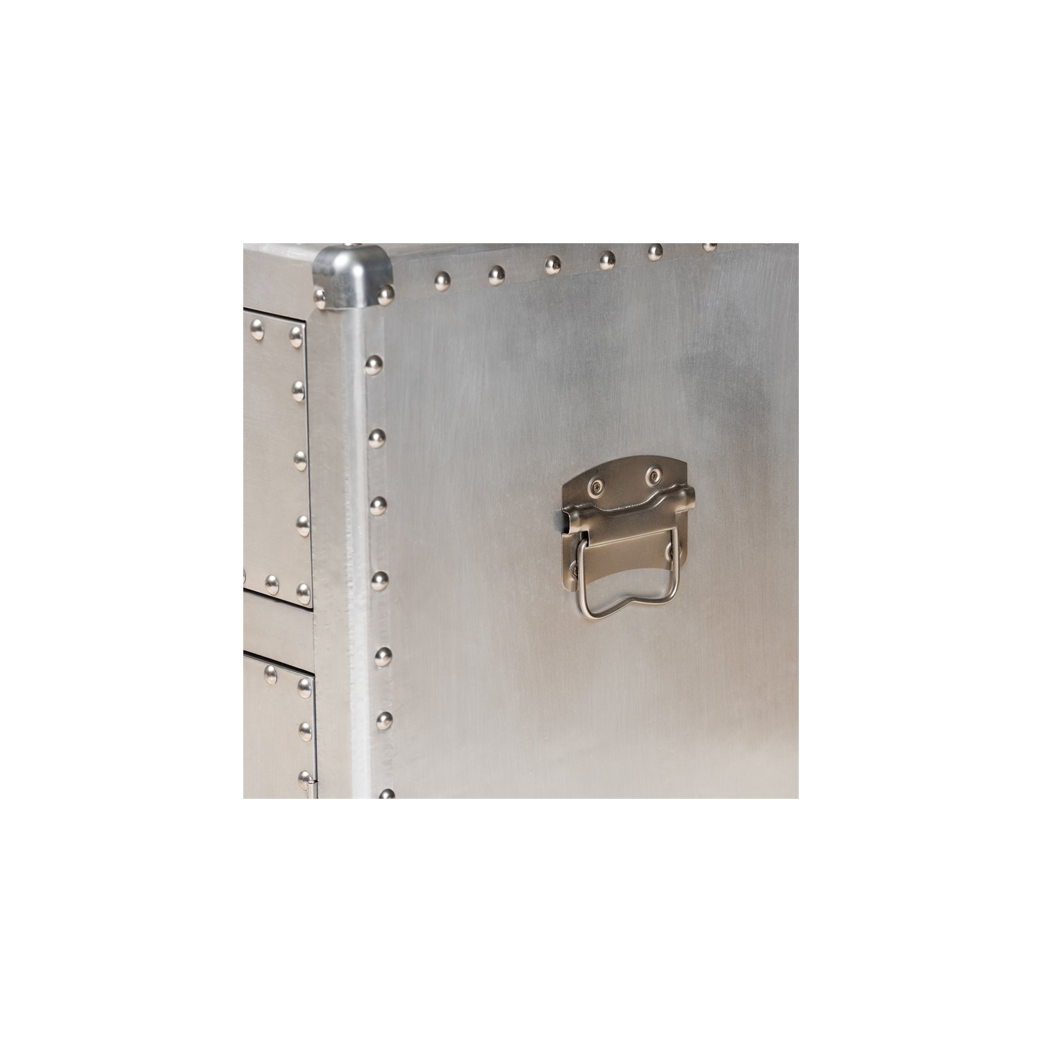 Baxton Studio Serge Silver Metal 2-Door Accent Storage Cabinet