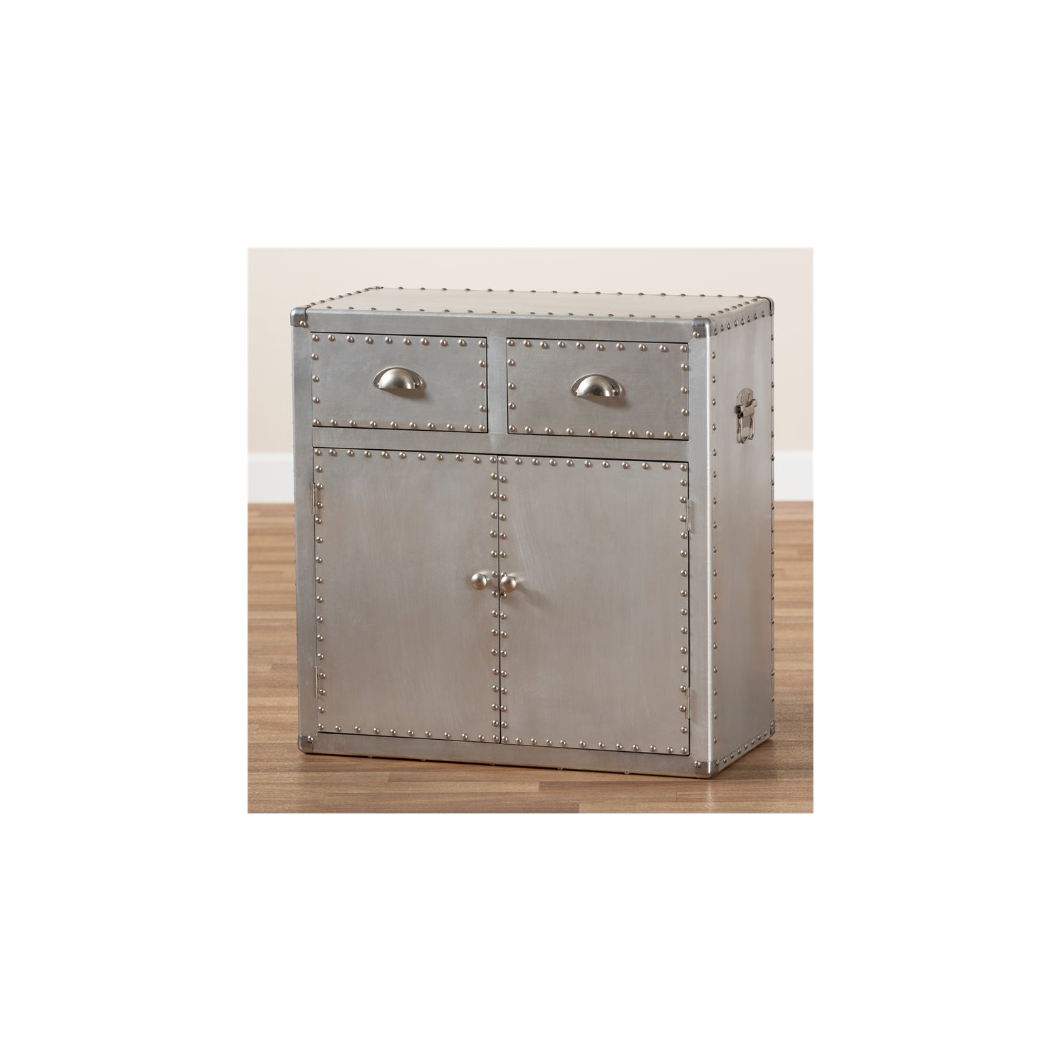 Baxton Studio Serge Silver Metal 2-Door Accent Storage Cabinet