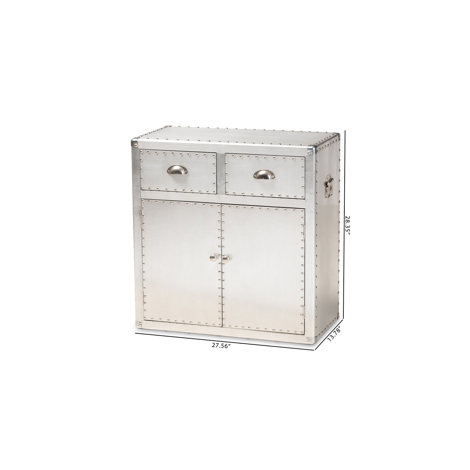 Baxton Studio Serge Silver Metal 2-Door Accent Storage Cabinet