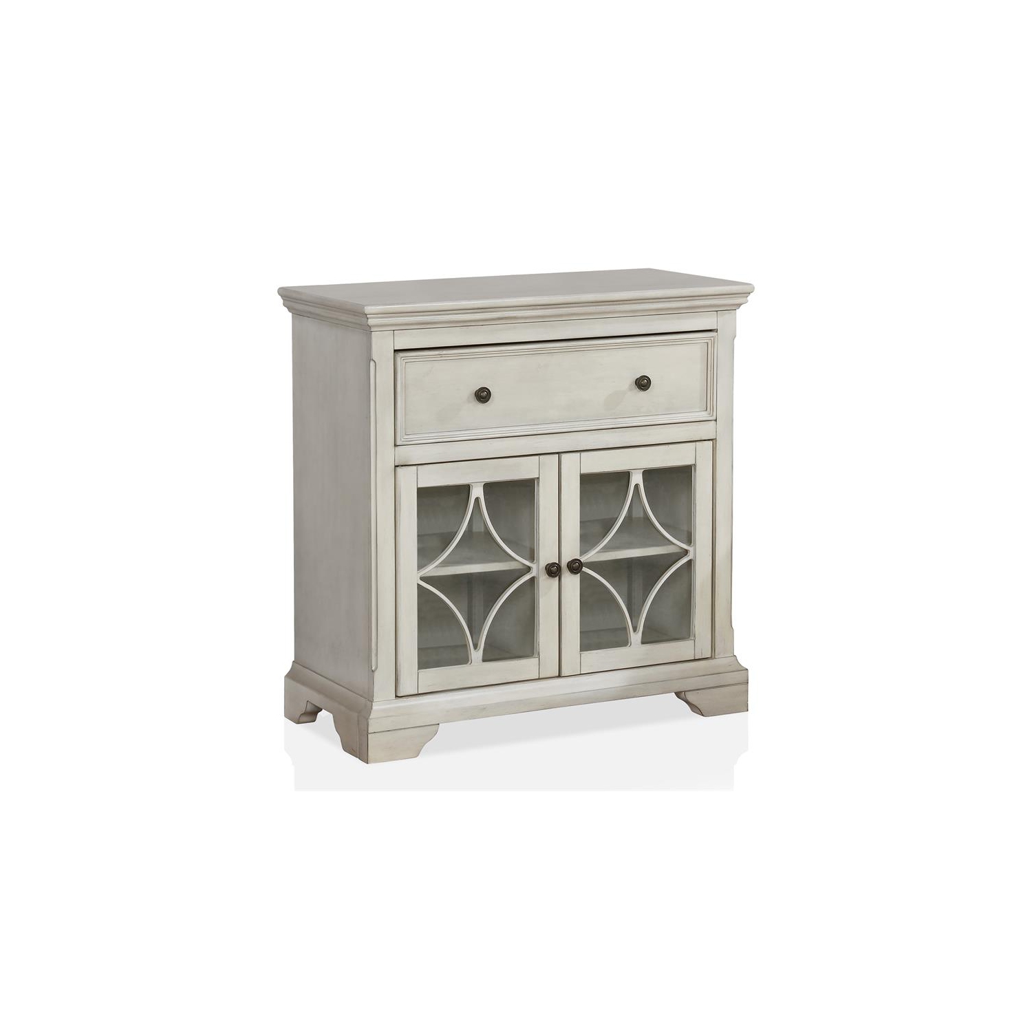 Meuble de couloir à 1 tiroir en bois Armafal Wood de Furniture of America, blanc antique