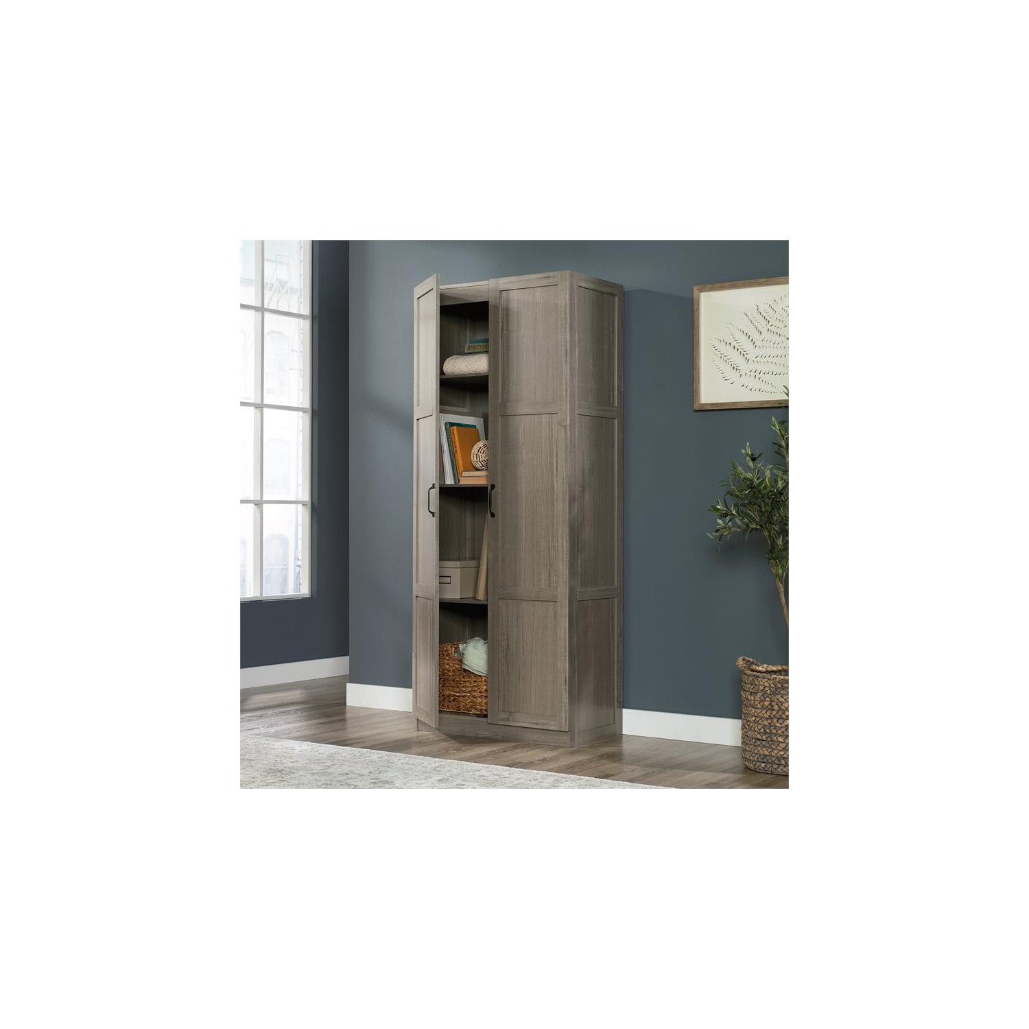 Pemberly Row 2 Door Wooden Storage Cabinet in Silver Sycamore