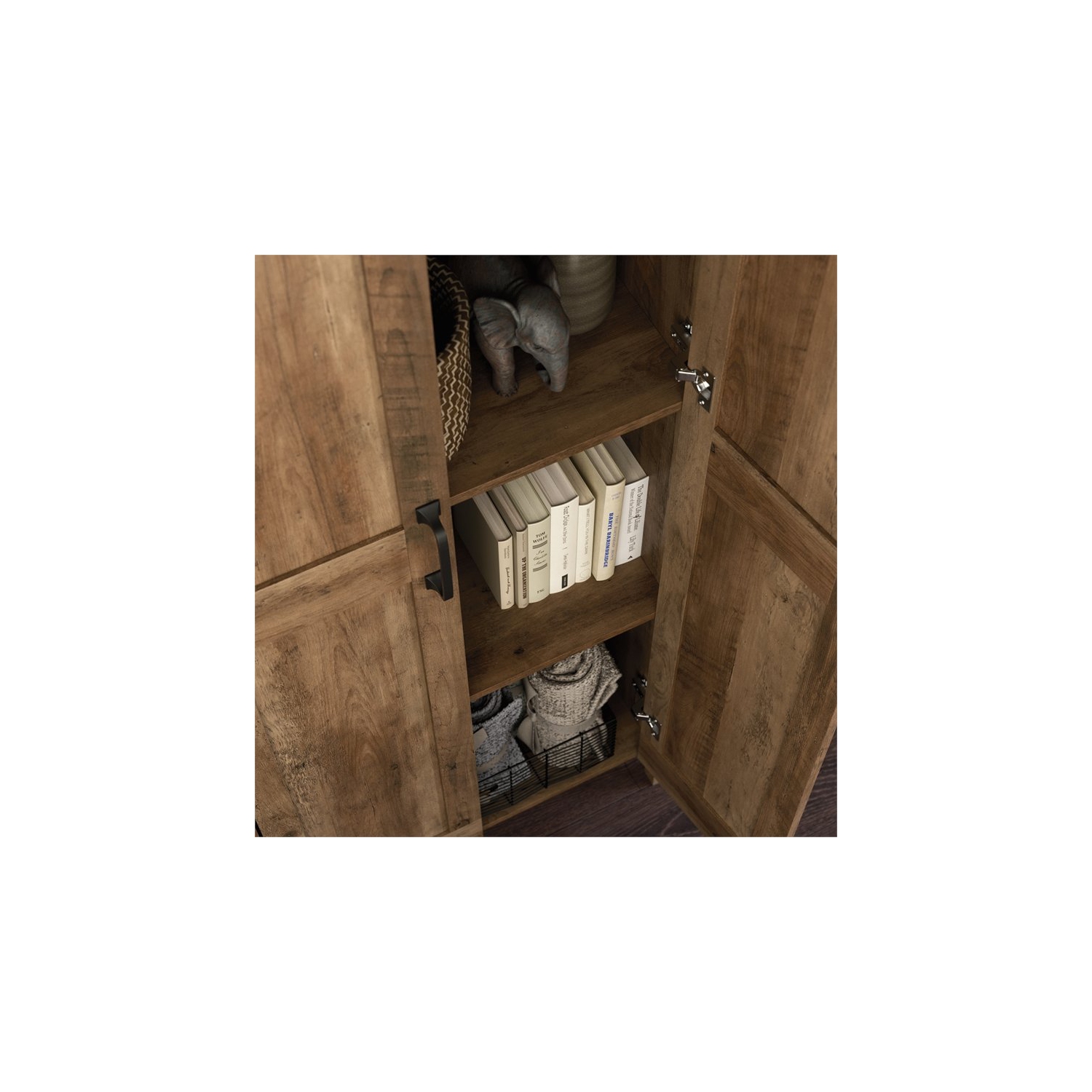 Sauder – Armoire de rangement à 2 portes en bois d’ingénierie Select, pin rural