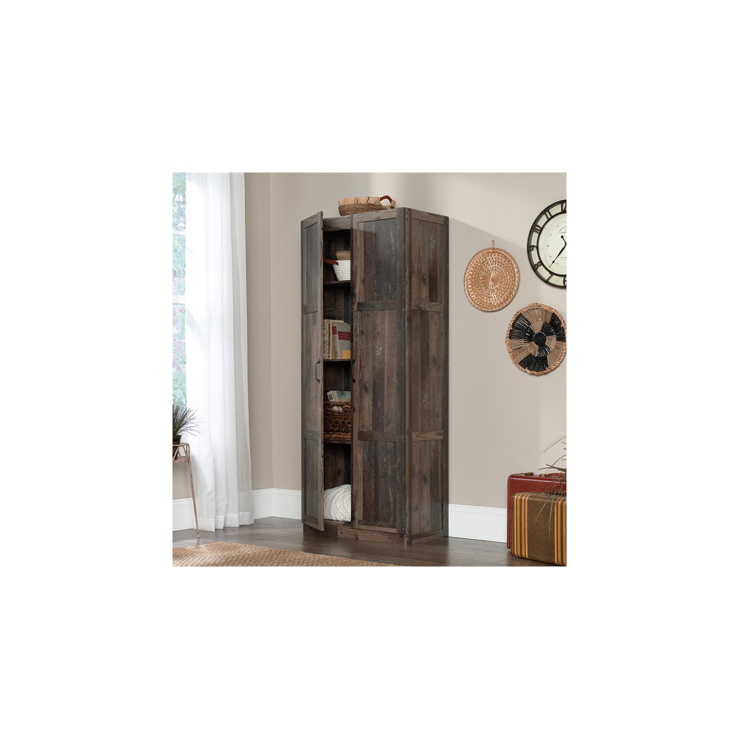 Pemberly Row 2 Door Wooden Storage Cabinet in Reclaimed Pine