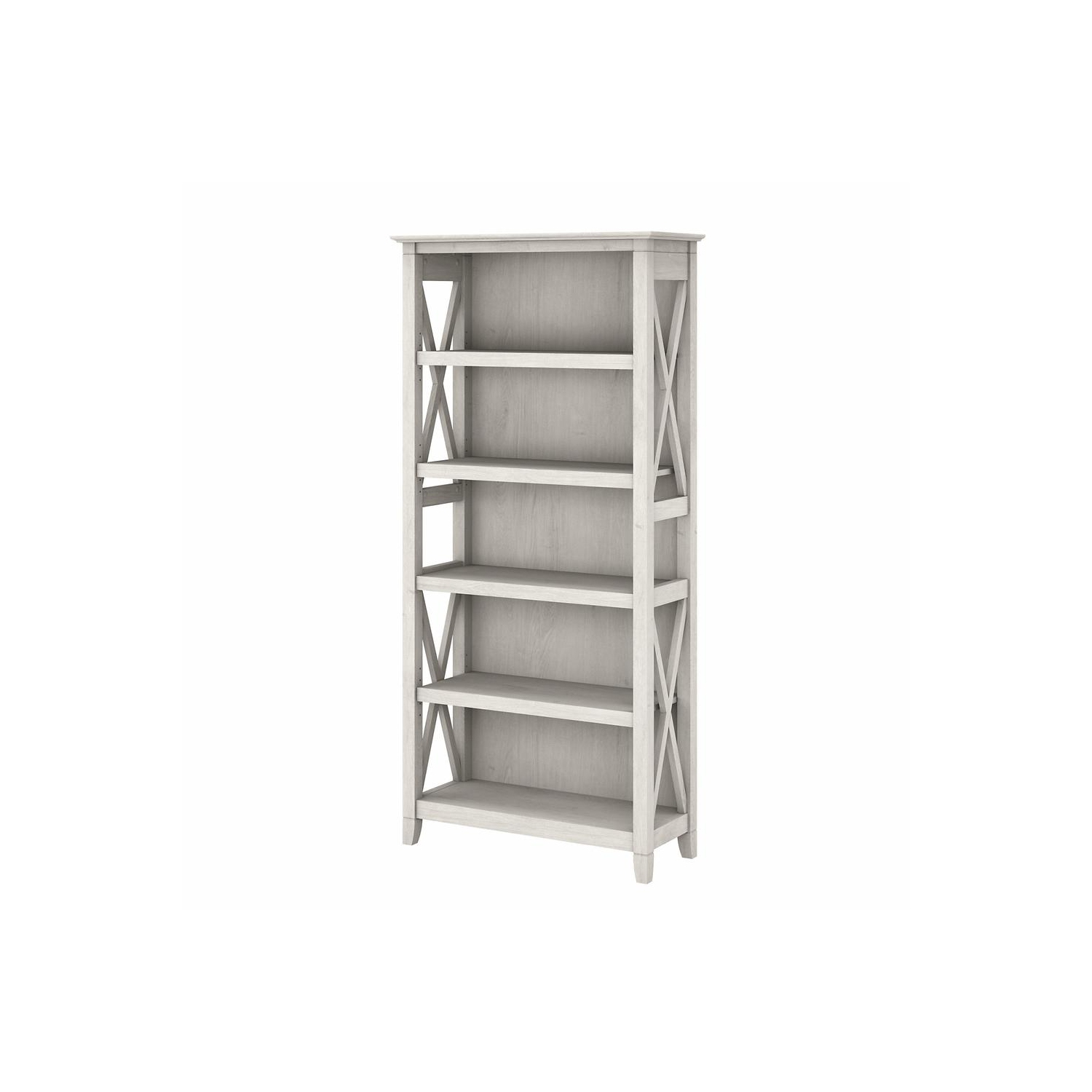 Key West Tall 5 Shelf Bookcase in Linen White Oak - Engineered Wood