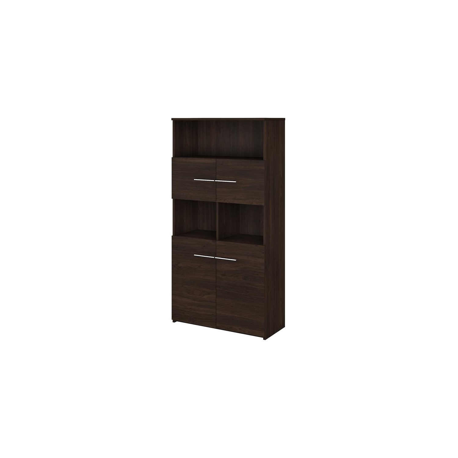 Office 500 5-Shelf Bookcase with Doors in Black Walnut - Engineered Wood