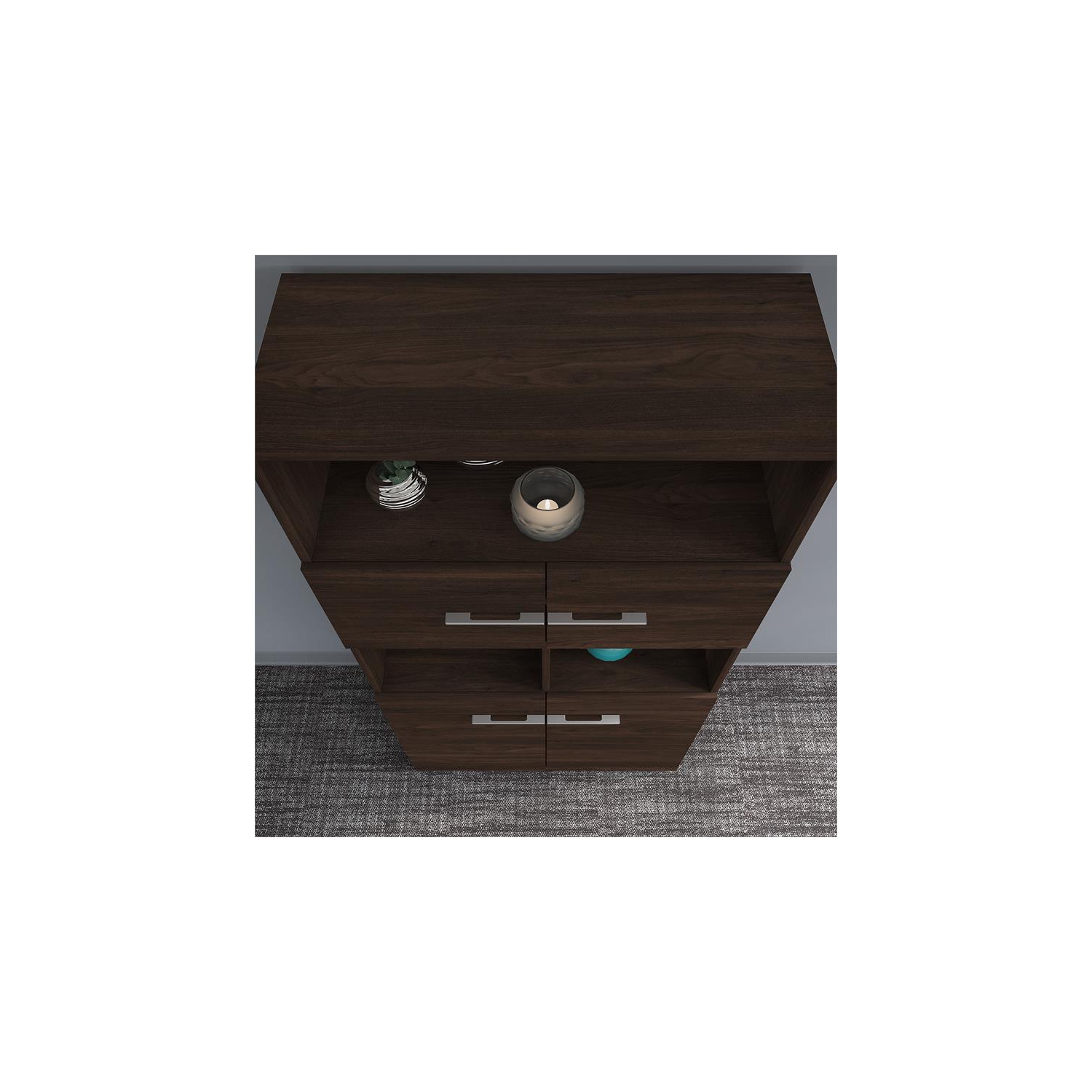 Office 500 5-Shelf Bookcase with Doors in Black Walnut - Engineered Wood