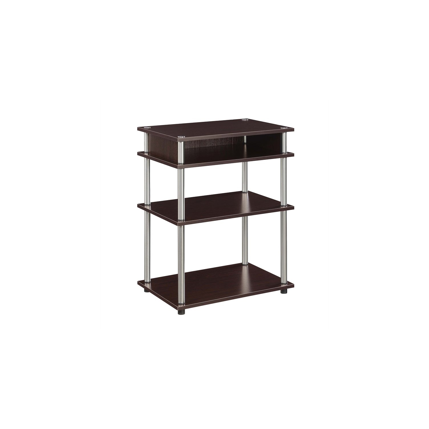 Designs2Go No-Tools Printer Stand with Shelves in Espresso Wood Finish