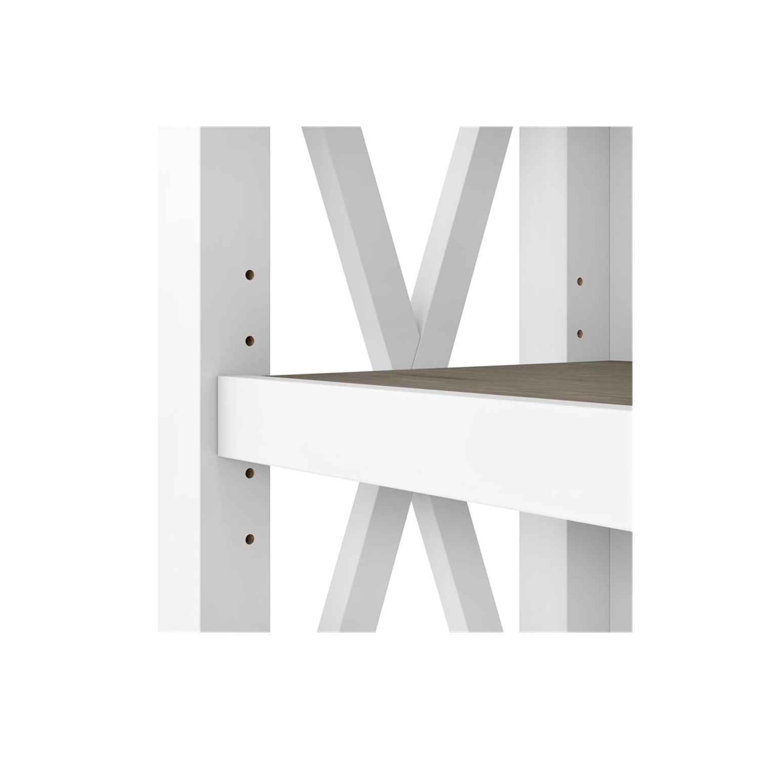 Key West Tall 5 Shelf Bookcase in Pure White and Shiplap Gray - Engineered Wood