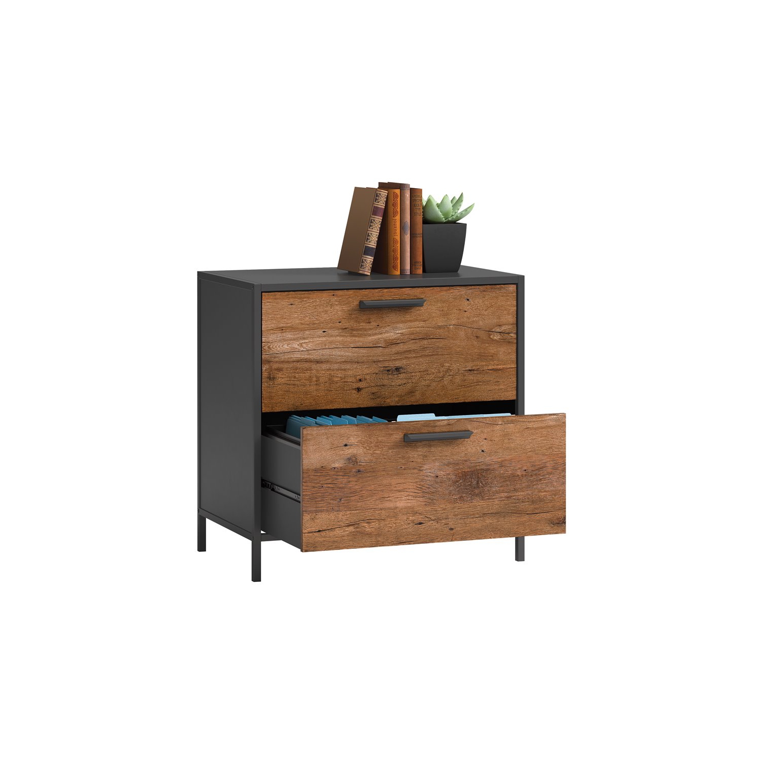 Sauder – Classeur latéral Boulevard Café avec rangement, fini chêne rétro