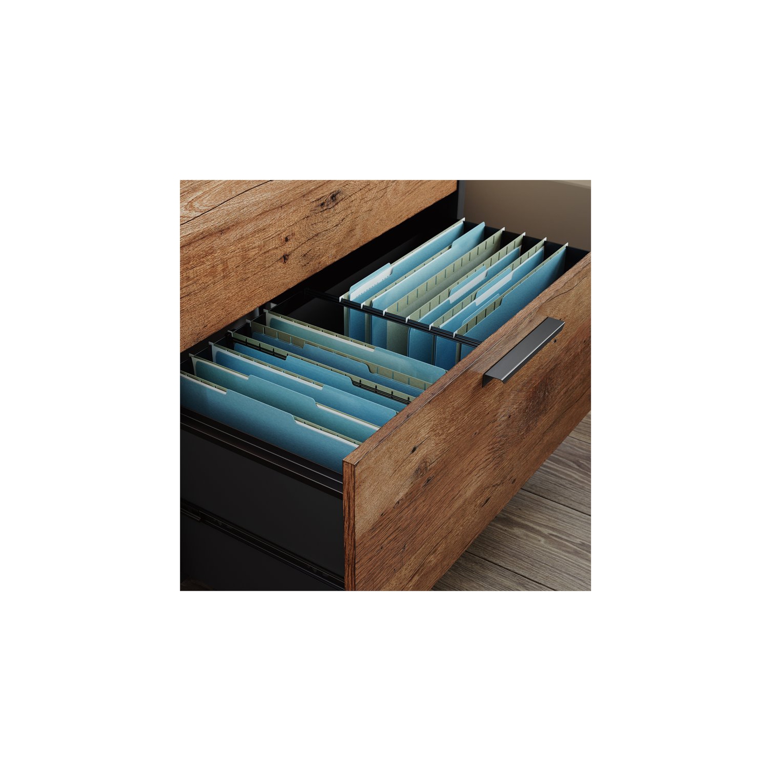 Sauder – Classeur latéral Boulevard Café avec rangement, fini chêne rétro