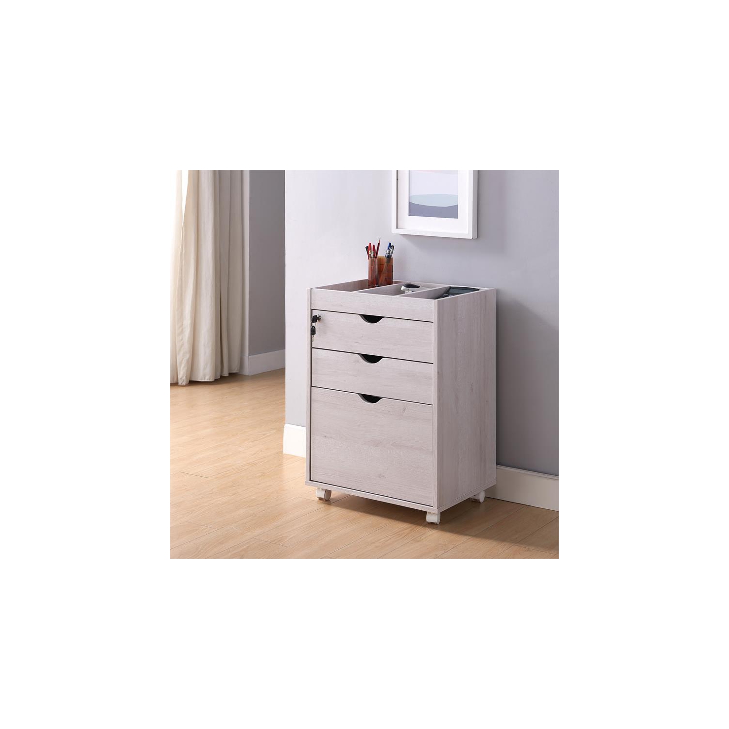 Furniture of America Hite Transitional Wood 3-Drawer File Cabinet in White