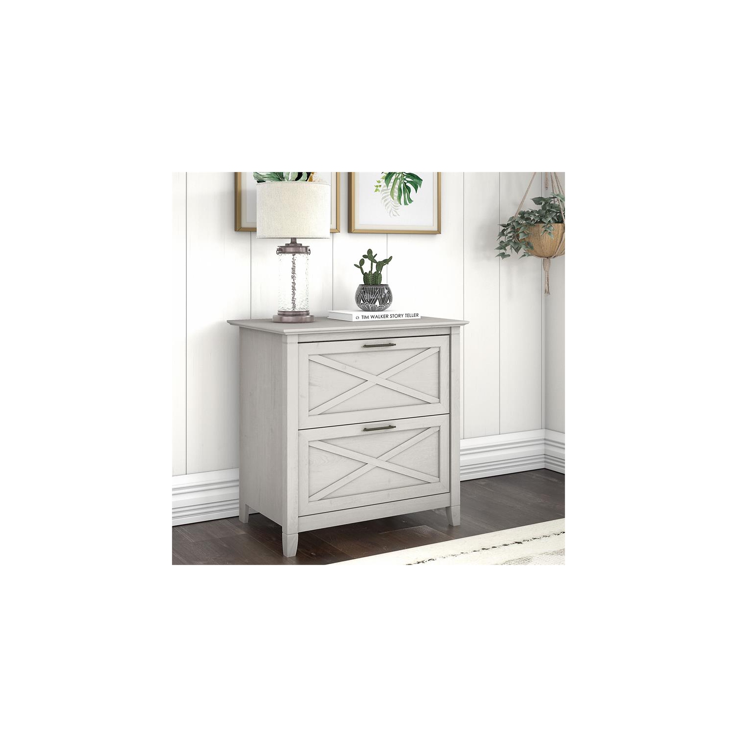 Key West 2 Drawer Lateral File Cabinet in Linen White Oak - Engineered Wood