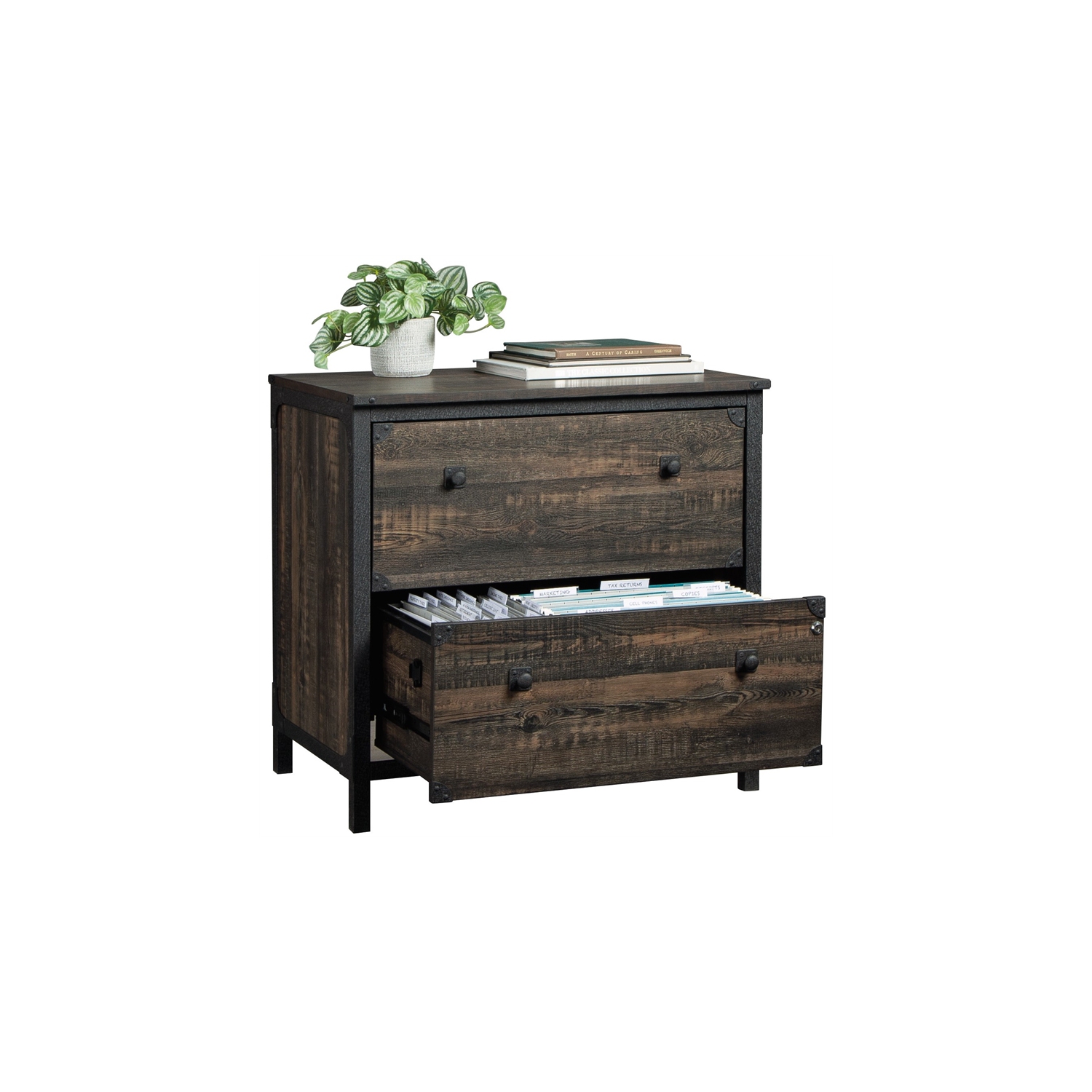 Sauder Steel River Lateral File in Engineered Wood-Carbon Oak