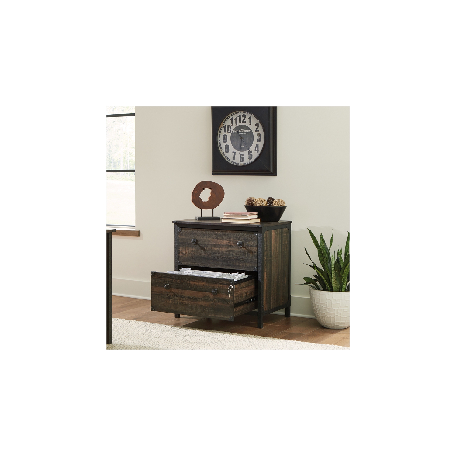 Sauder Steel River Lateral File in Engineered Wood-Carbon Oak