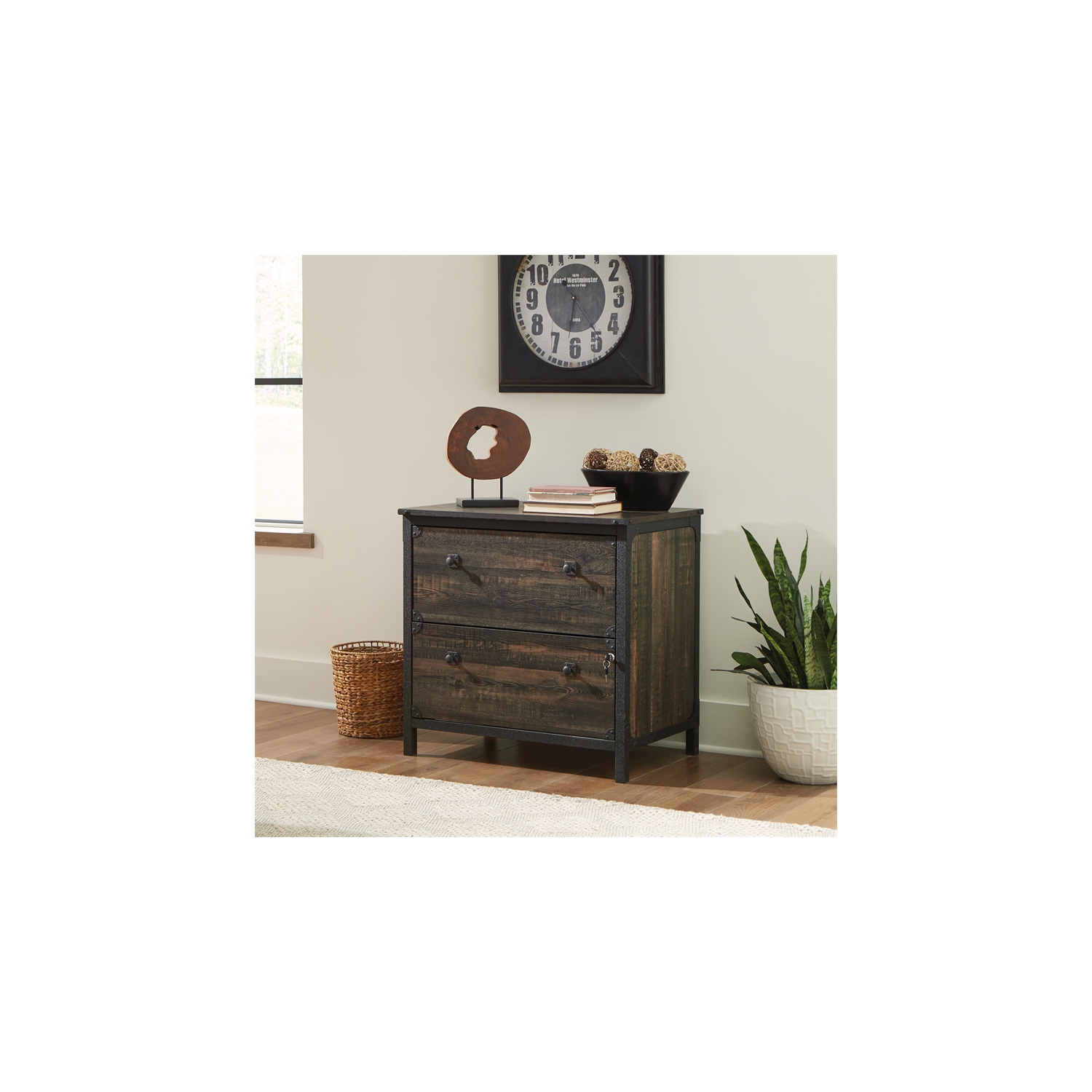 Sauder Steel River Lateral File in Engineered Wood-Carbon Oak