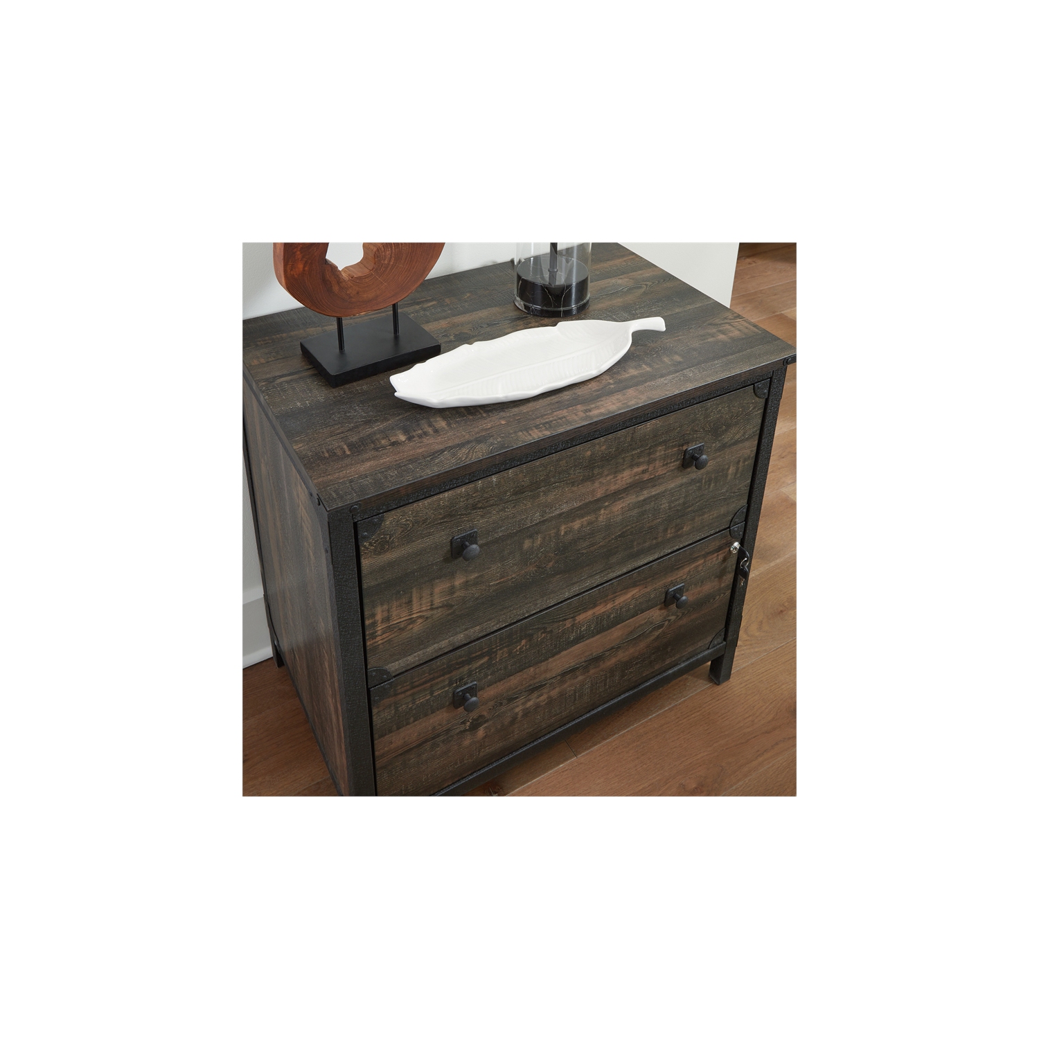 Sauder Steel River Lateral File in Engineered Wood-Carbon Oak