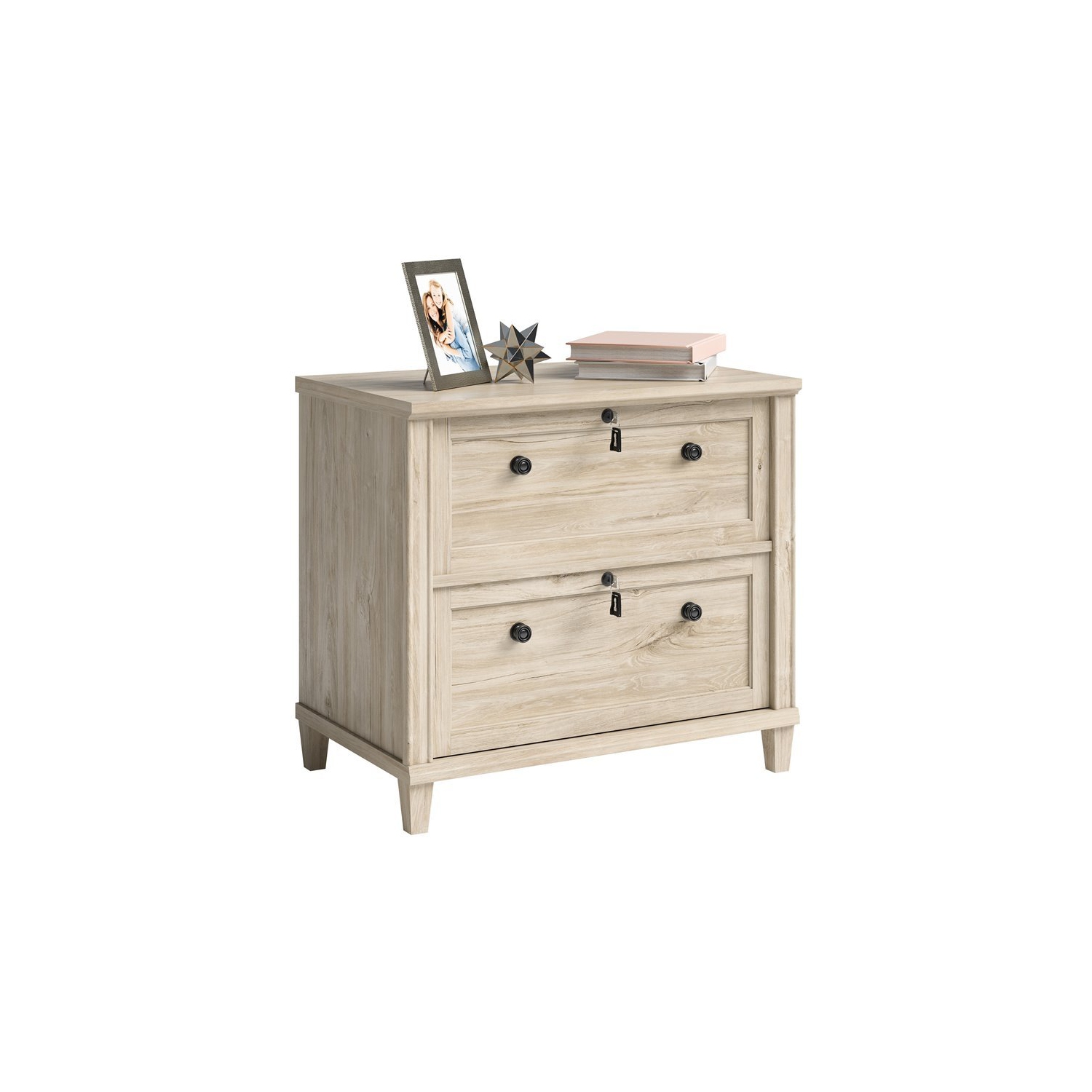 Sauder Hammond 2 Drawer Wooden Lateral File Cabinet in Chalk Oak