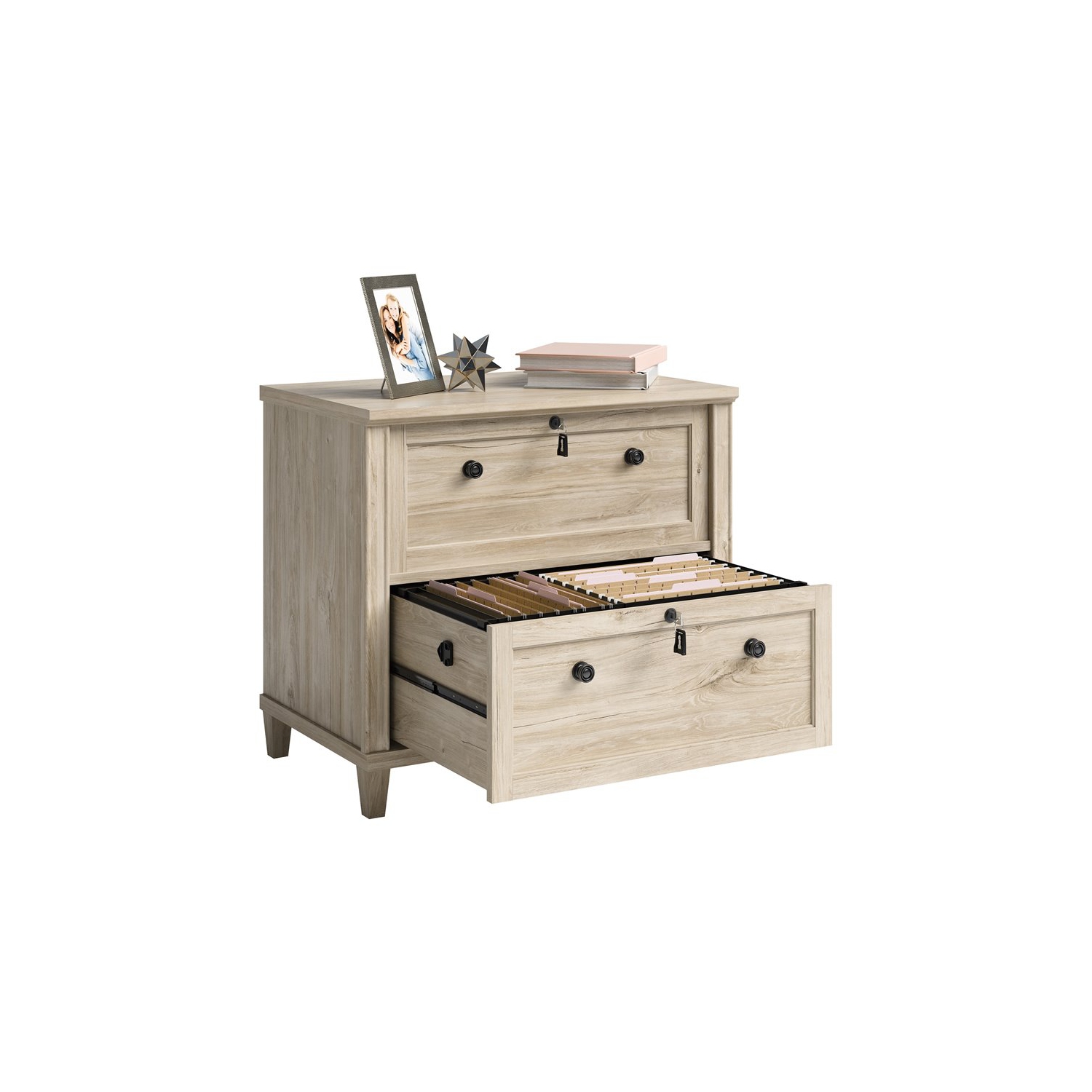 Sauder Hammond 2 Drawer Wooden Lateral File Cabinet in Chalk Oak