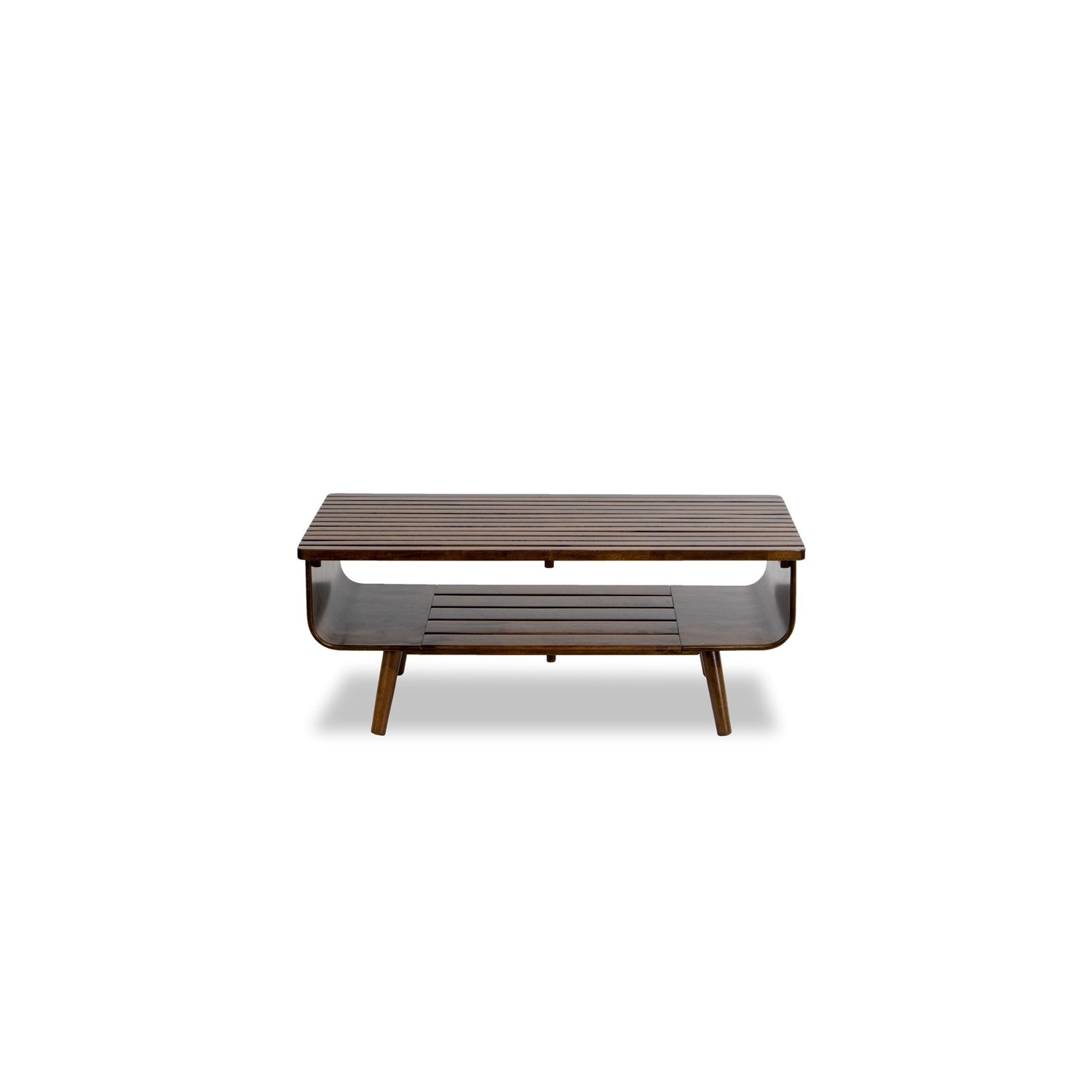 Astrid Mid-Century Modern Rectangular Solid Wood Coffee Table in Brown