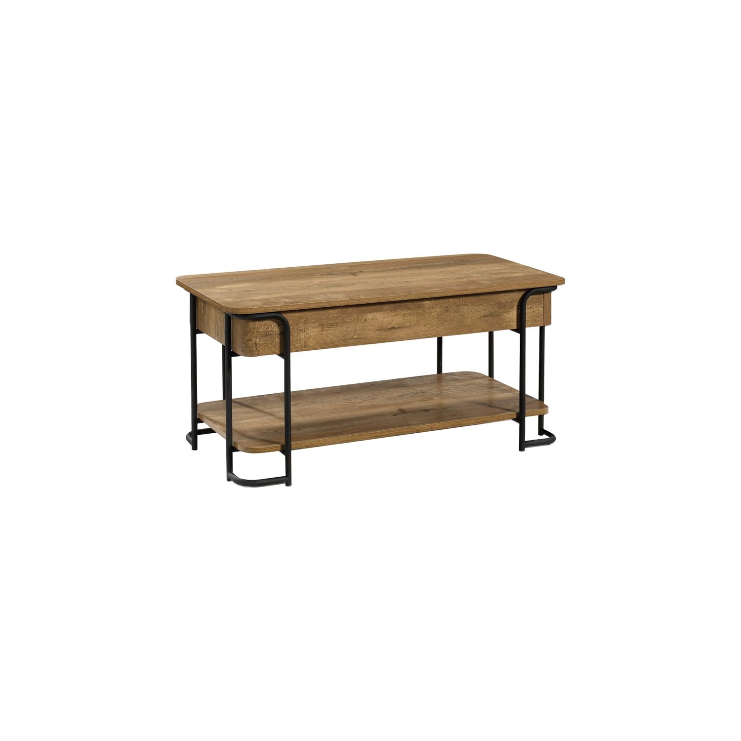Sauder Station House Wooden Lift Top Storage Coffee Table in Etched Oak