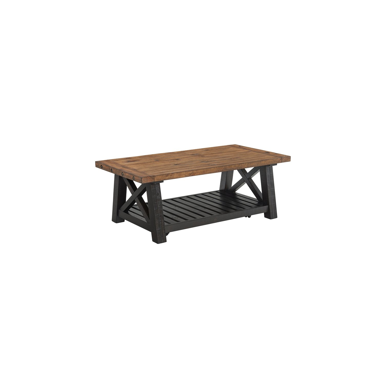 Martin Svensson Home Bolton 50" Solid Wood Coffee Table Black Stain and Natural