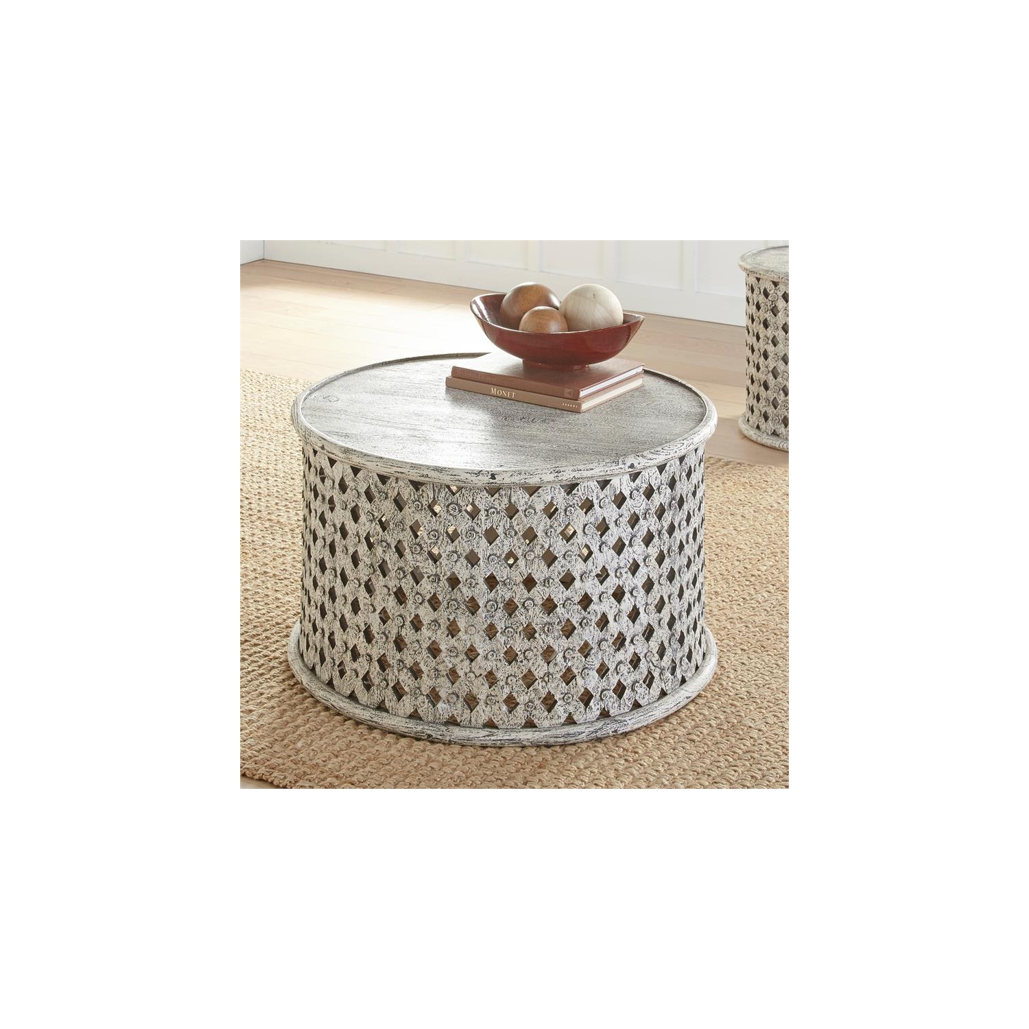 Bowery Hill White Round Wood Cocktail Table