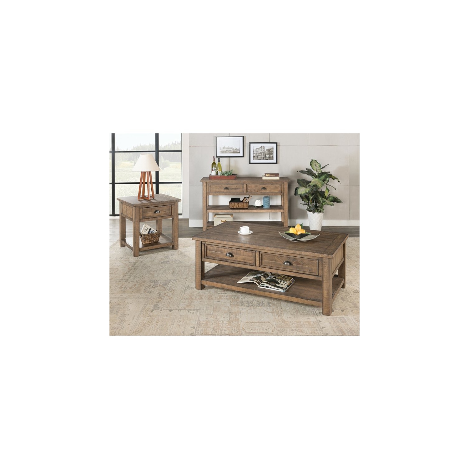 Table basse en bois massif à 2 tiroirs Monterey Home de Martin Svensson - Brun naturel