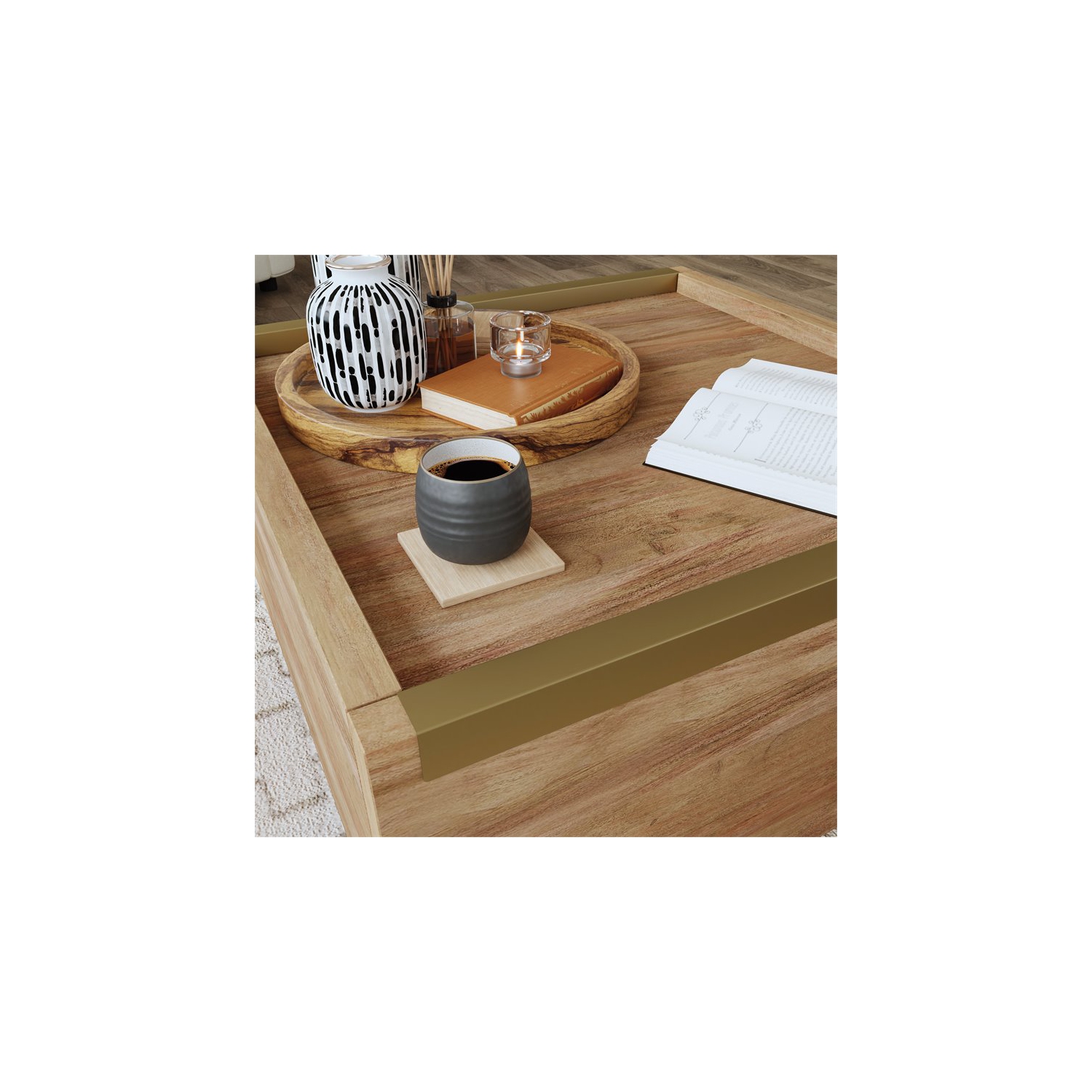 Sauder Manhattan Gate Engineered Wood Coffee Table in Sindoori Mango/Natural
