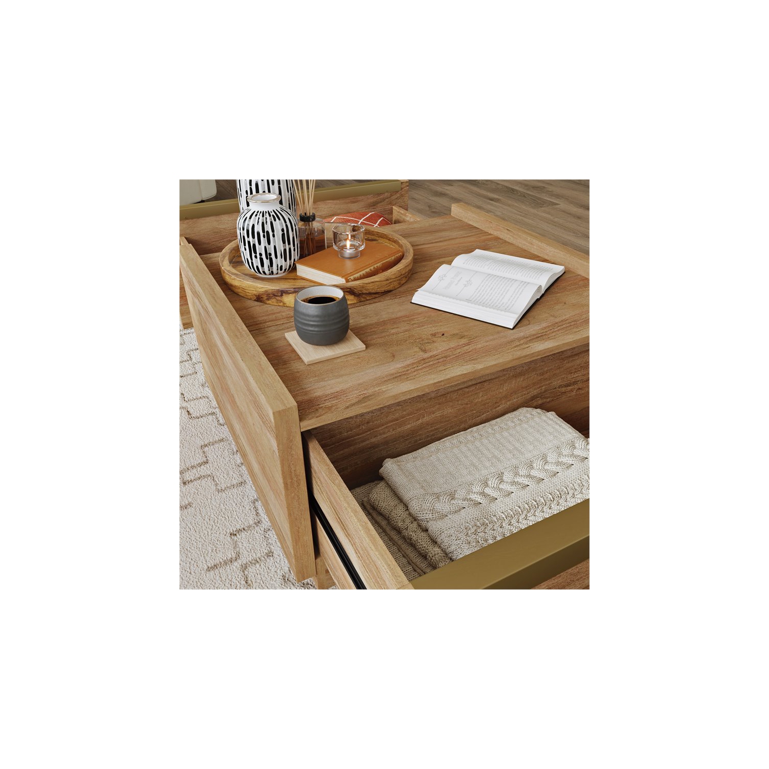 Sauder Manhattan Gate Engineered Wood Coffee Table in Sindoori Mango/Natural
