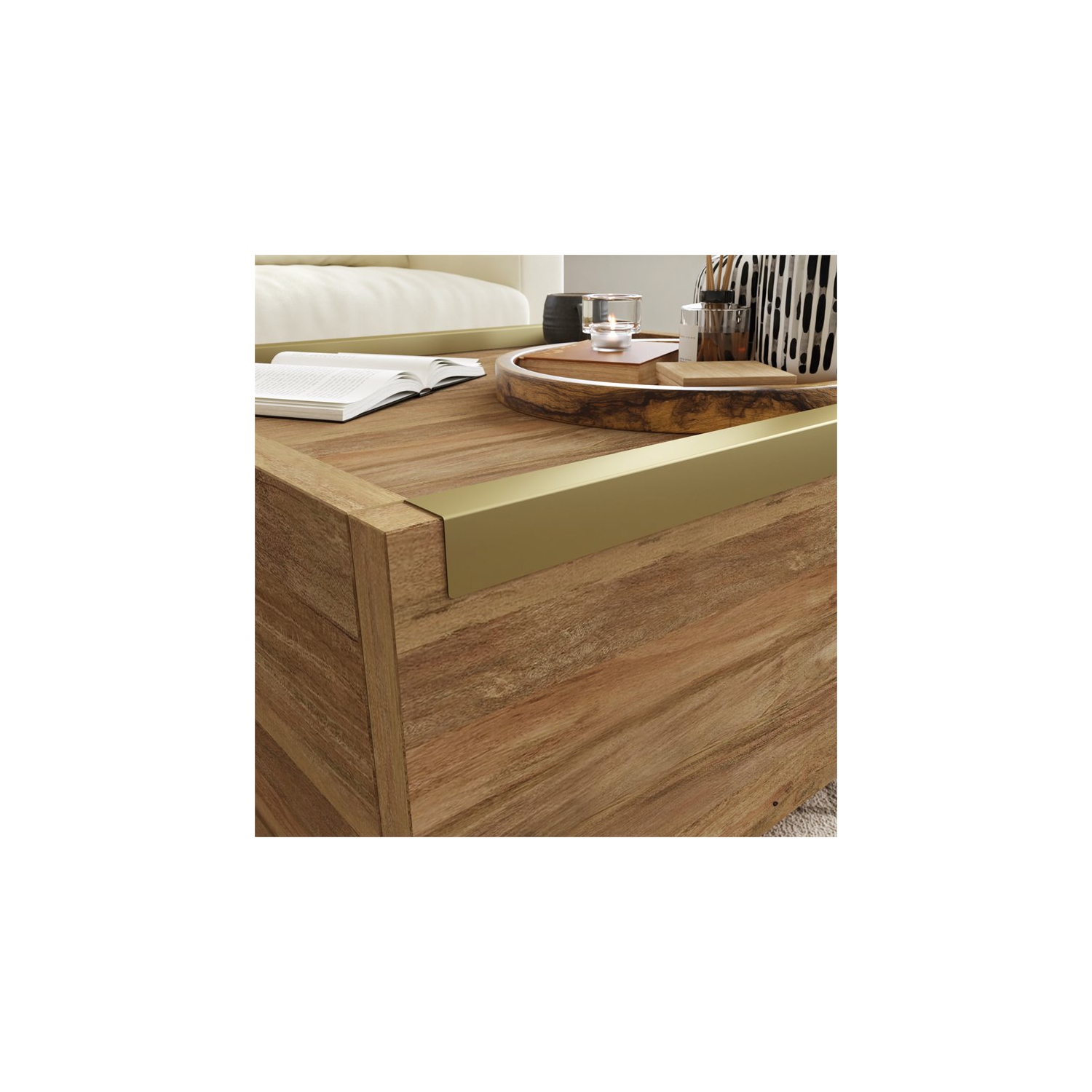 Sauder Manhattan Gate Engineered Wood Coffee Table in Sindoori Mango/Natural