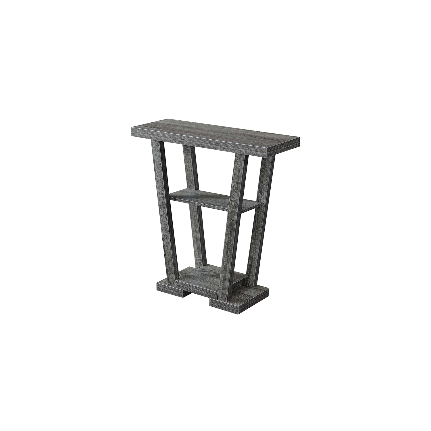 Pemberly Row Contemporary "V" Console Table in Gray Wood Finish