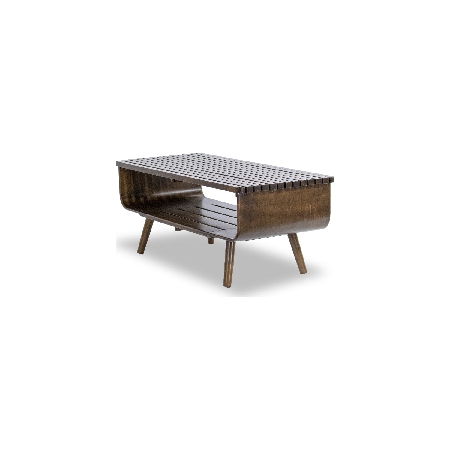 Connor Mid-Century Modern Rectangular Solid Wood Coffee Table in Brown