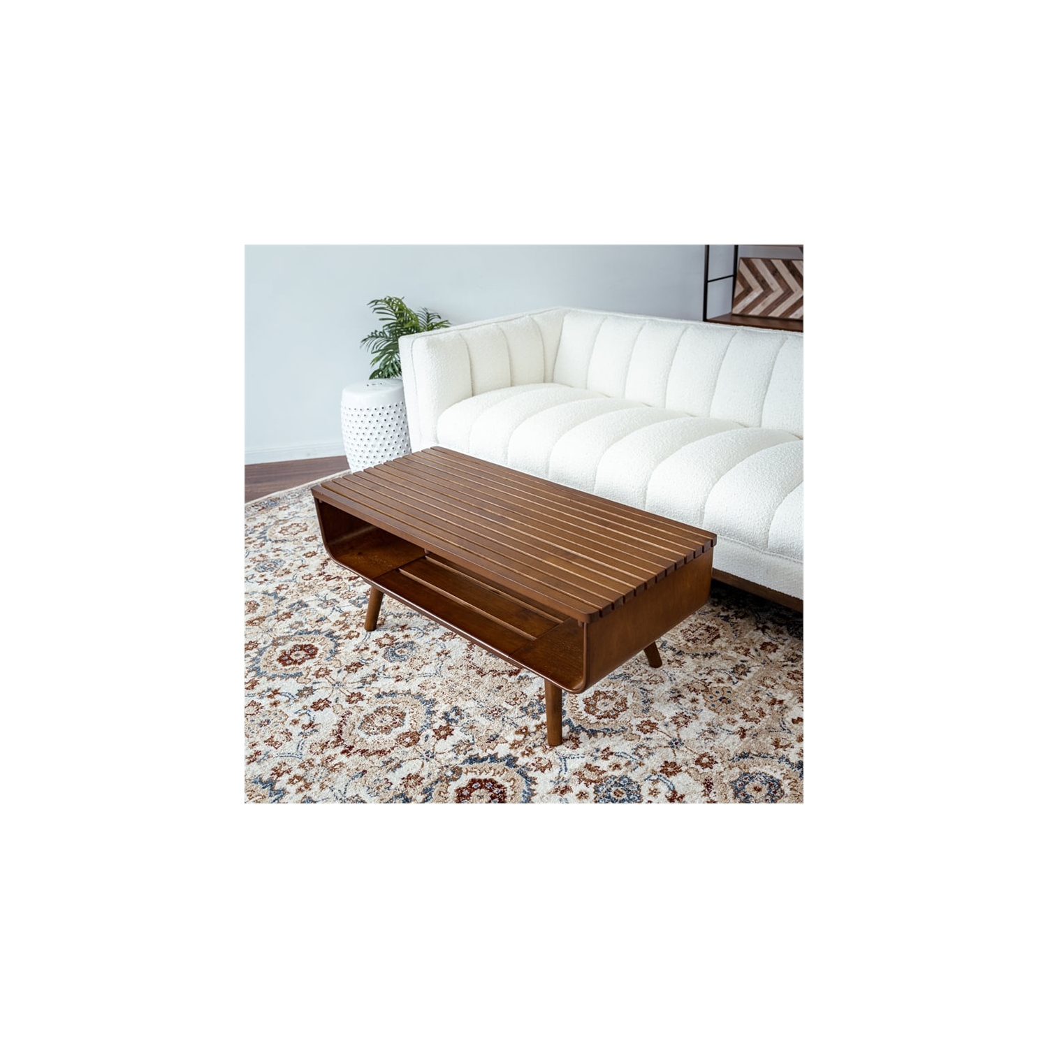 Connor Mid-Century Modern Rectangular Solid Wood Coffee Table in Brown